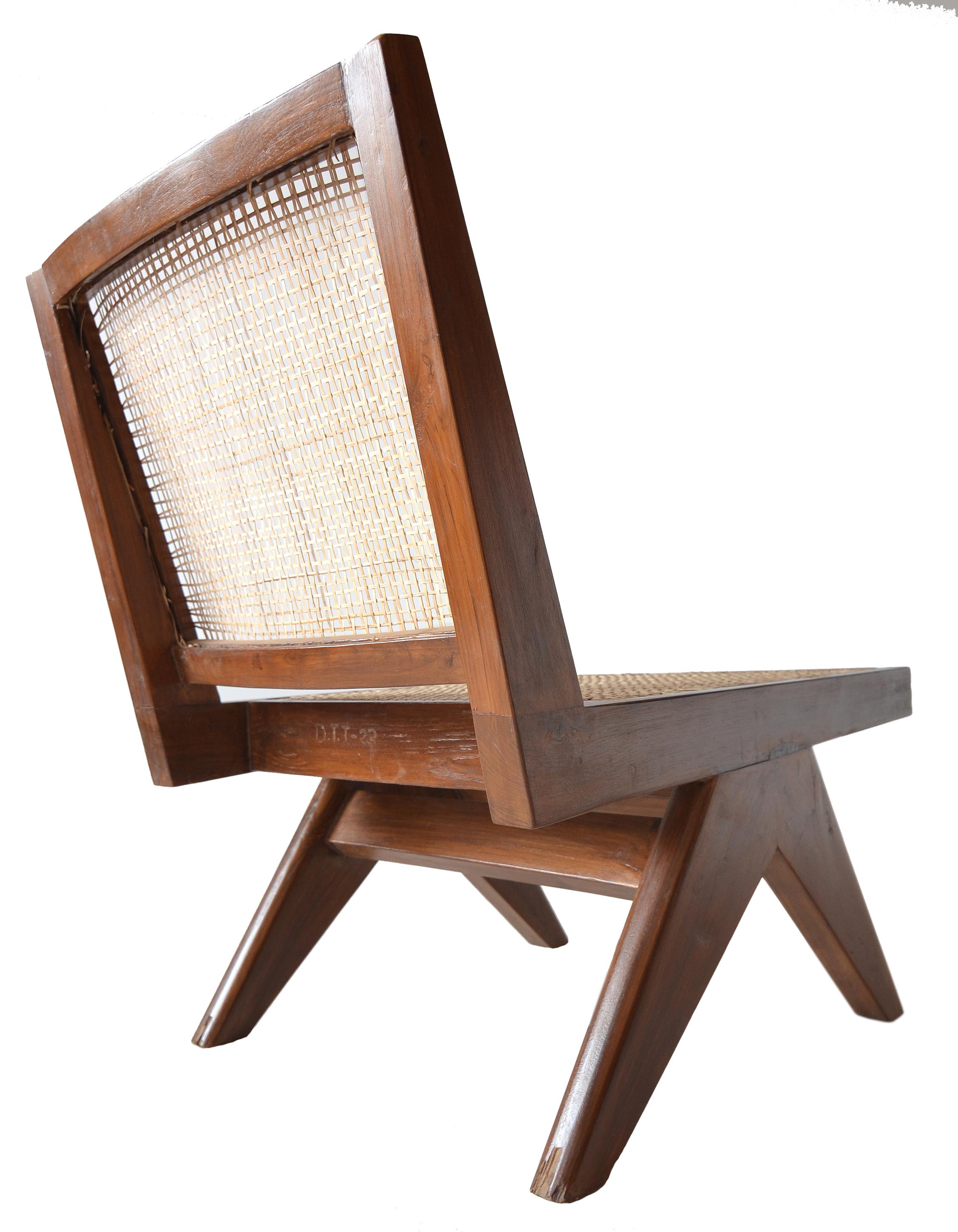 Sessel ohne Armlehne von Pierre Jeanneret (Teakholz)