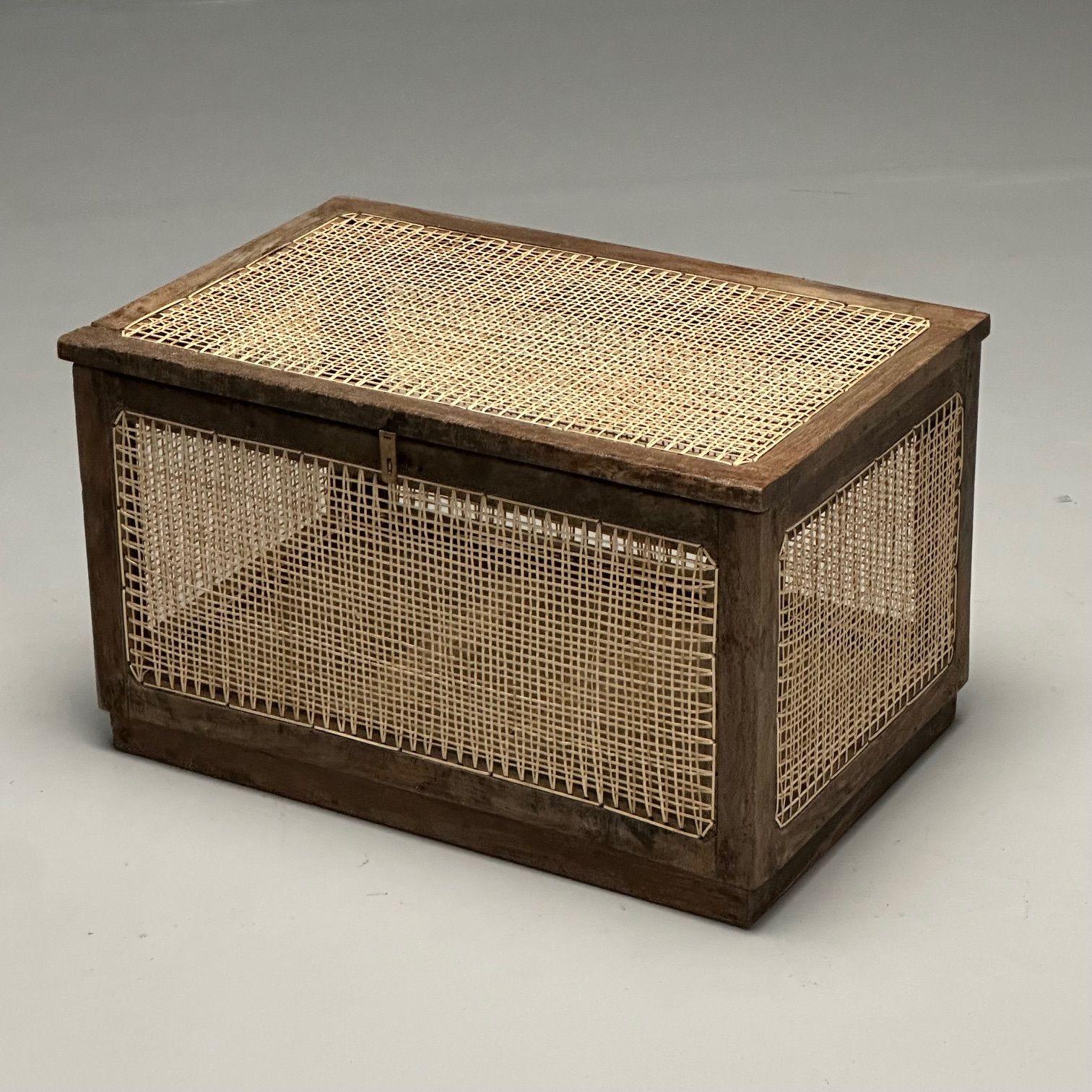 Pierre Jeanneret, French Mid-Century Modern, Dirty Linen Basket, Cane, Teak, Chandigarh, India c. 1960s

This item is directly from Chandigarh, India and has markings indicating provenance. The box has been lightly washed and very lightly polished.