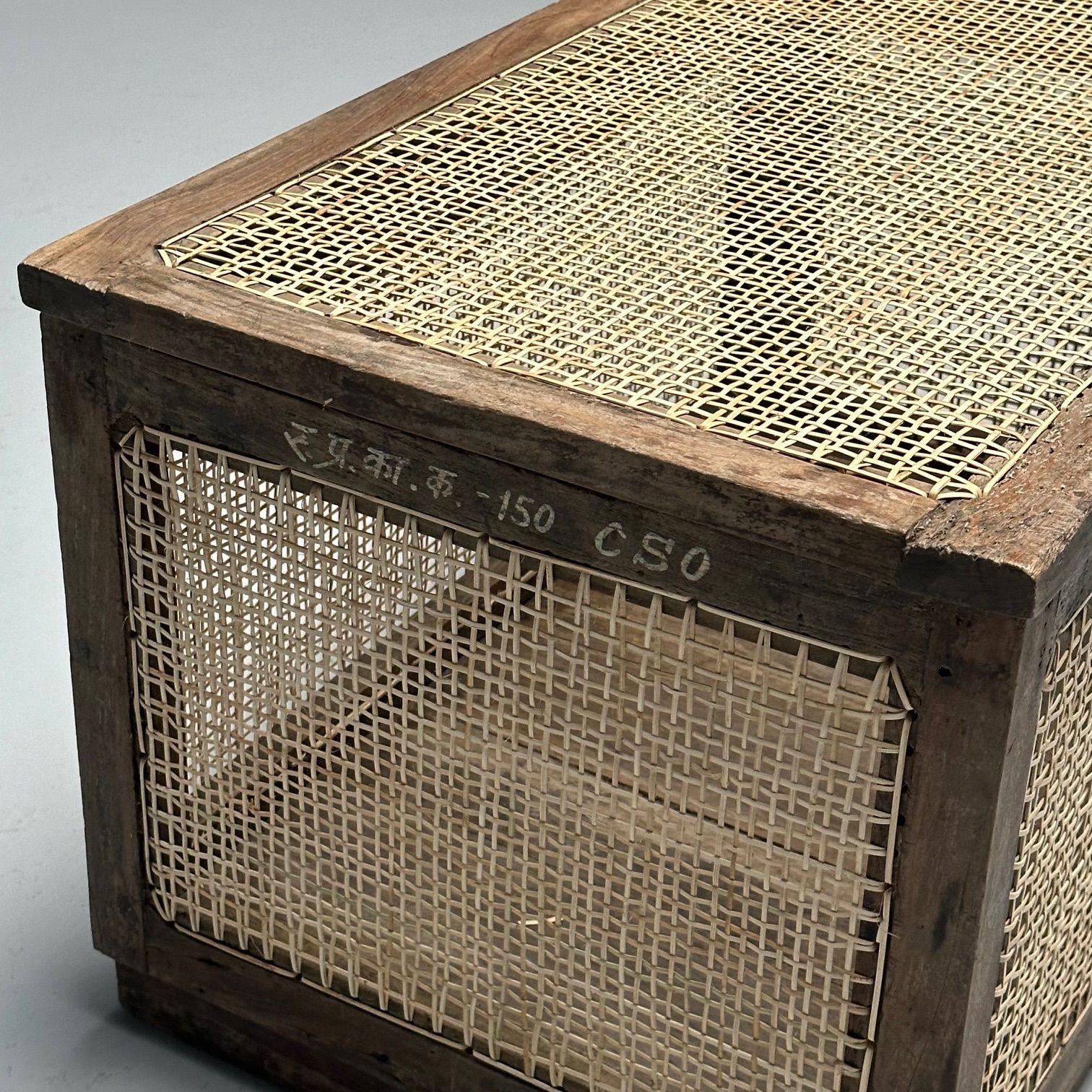Cane Pierre Jeanneret, French Mid-Century Modern Storage Chest, Teak, Chandigarh For Sale