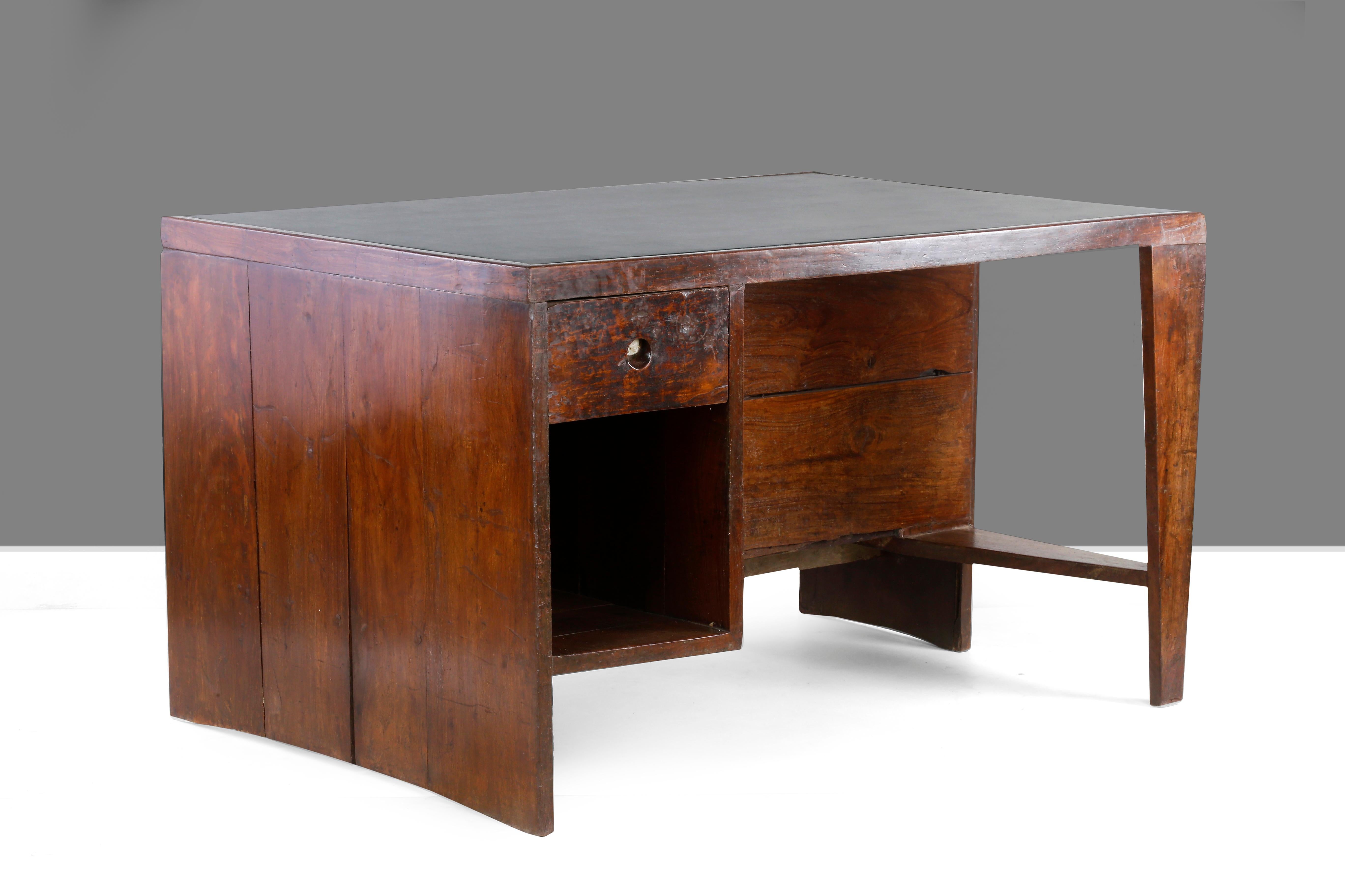 Mid-20th Century Pierre Jeanneret Authentic Office Desk from Chandigarh with signes