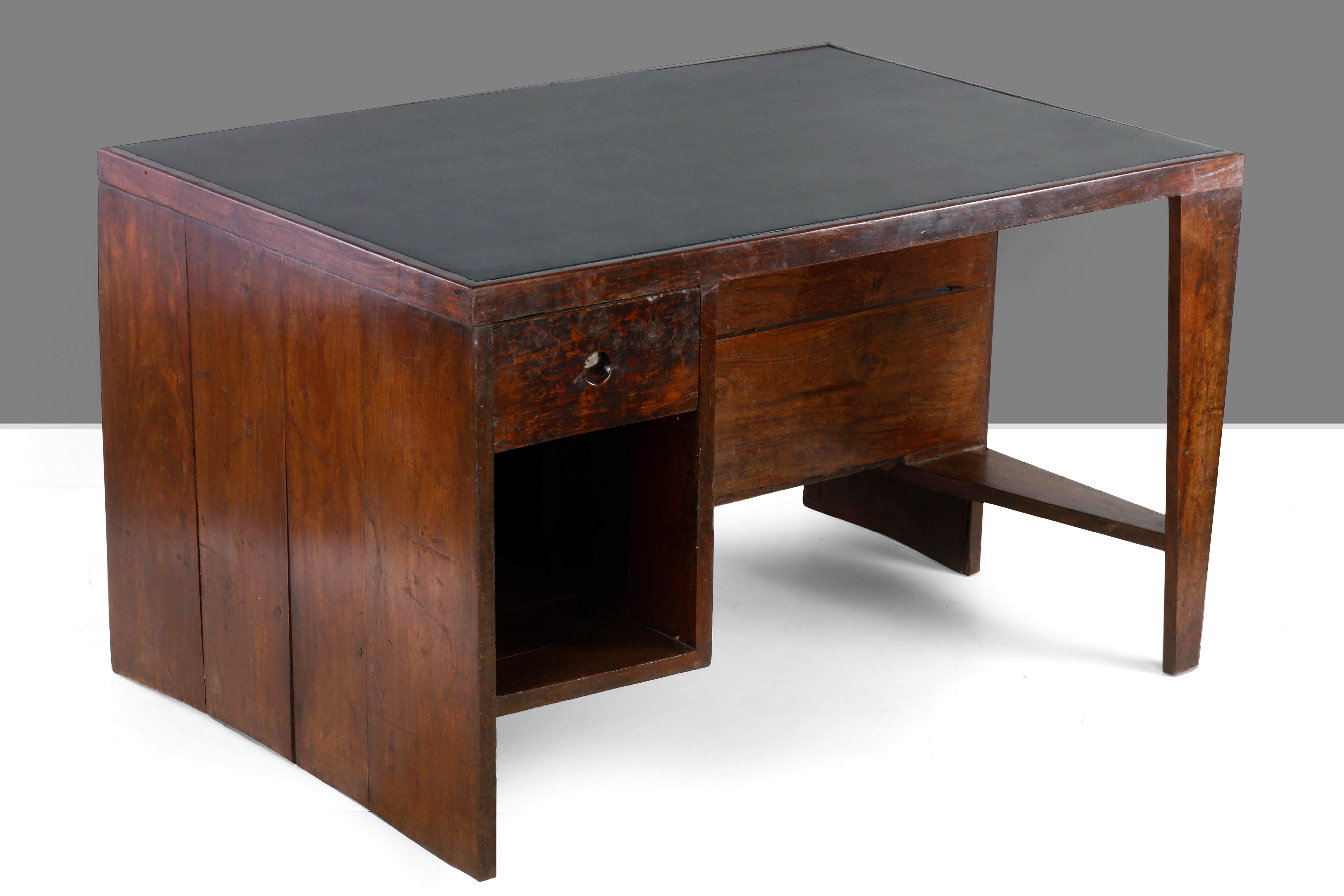 Rosewood Pierre Jeanneret Authentic Office Desk from Chandigarh with signes
