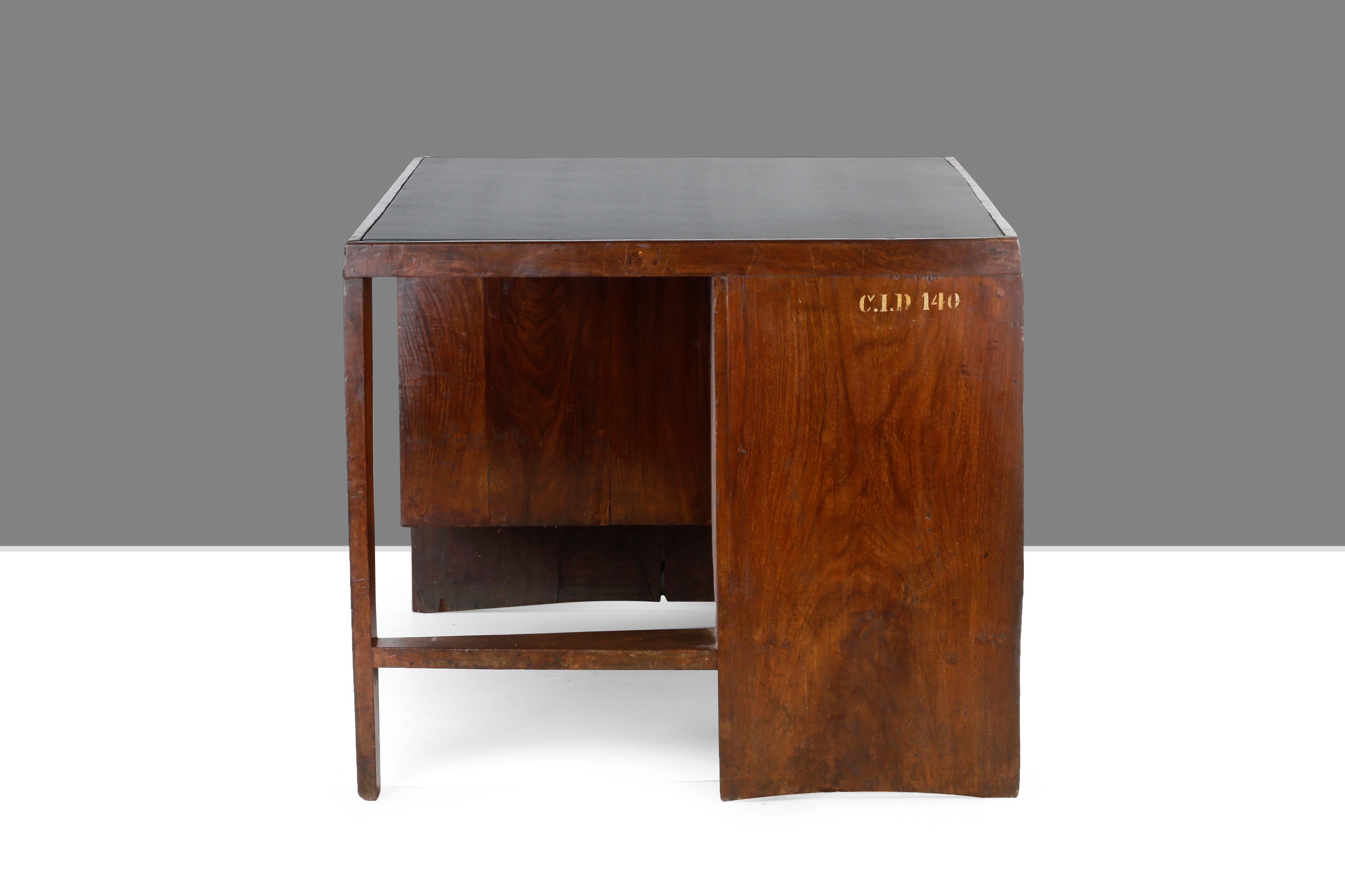 Mid-Century Modern Pierre Jeanneret Authentic Office Desk from Chandigarh with signes