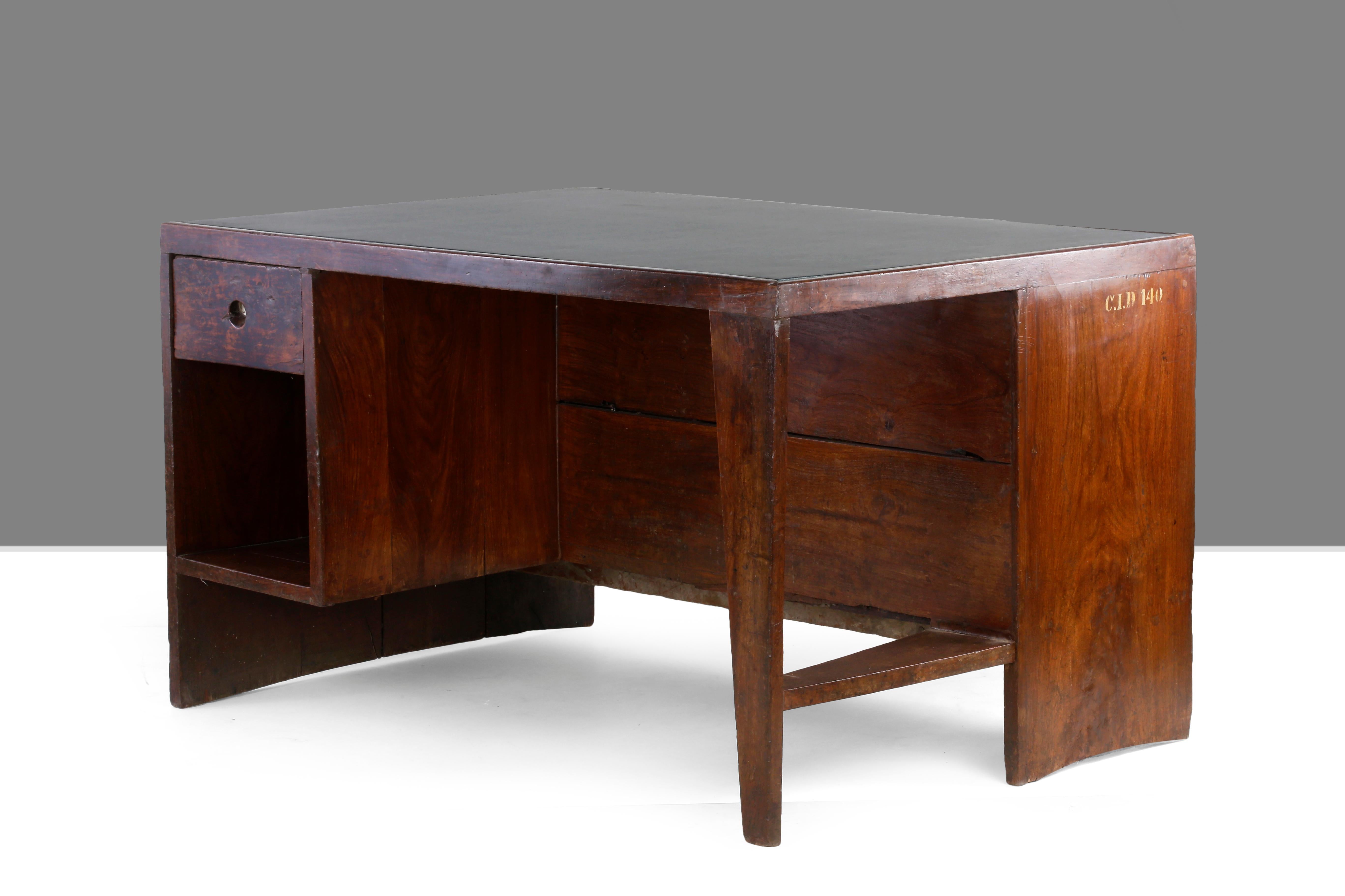 Indian Pierre Jeanneret Authentic Office Desk from Chandigarh with signes