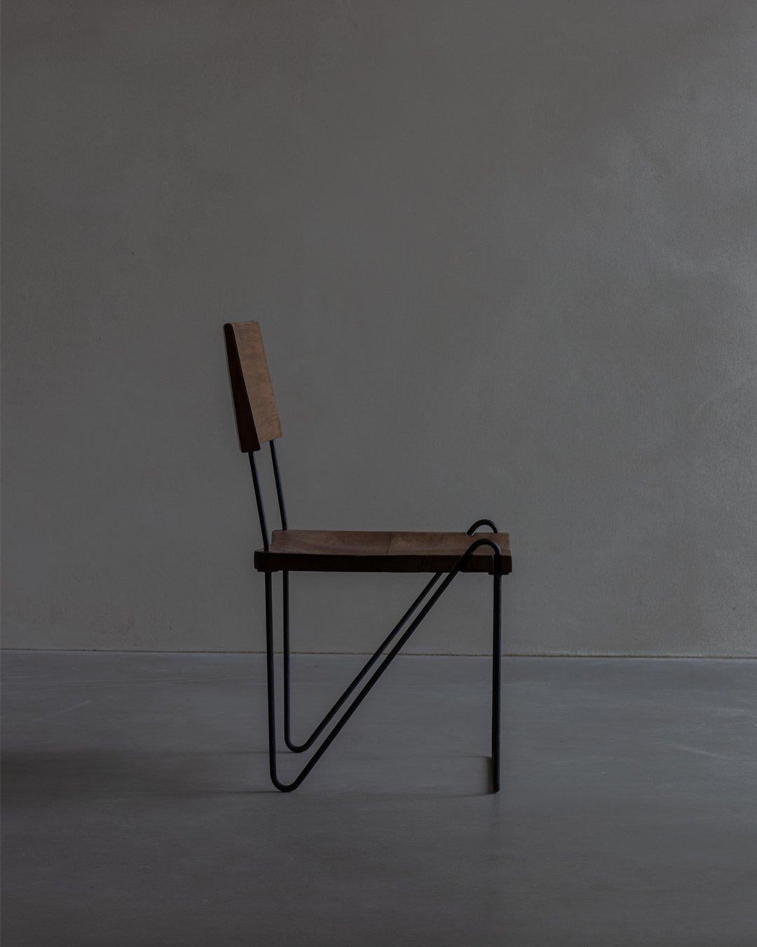 Indian Pierre Jeanneret - Authentic PJ-SI-06-A - N chair - Iron and Teak Circa 1955 For Sale