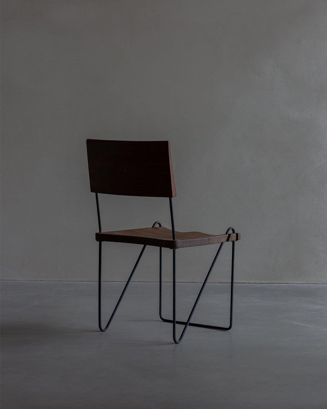 Pierre Jeanneret - Authentic PJ-SI-06-A - N chair - Iron and Teak Circa 1955 In Good Condition For Sale In Hasselt, VLI
