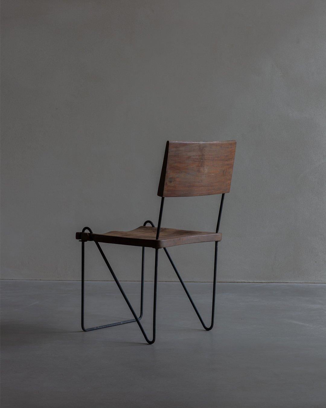 Pierre Jeanneret - Authentic PJ-SI-06-A - N chair - Iron and Teak Circa 1955 For Sale 1