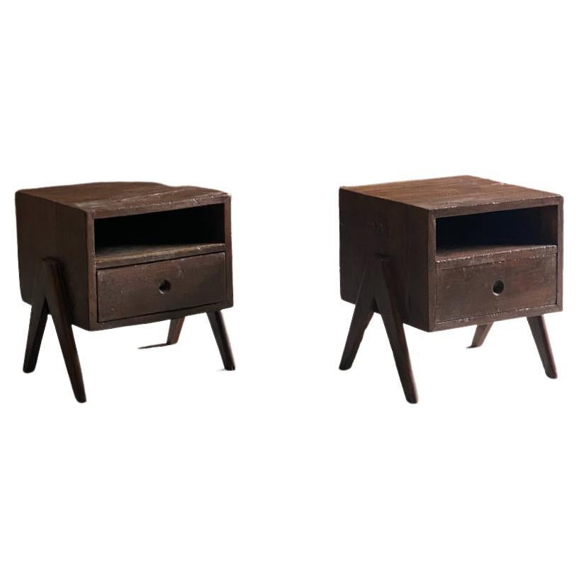 Pierre Jeanneret Bedside Tables PJ-050501 Chandigarh India, Circa 1955 For Sale