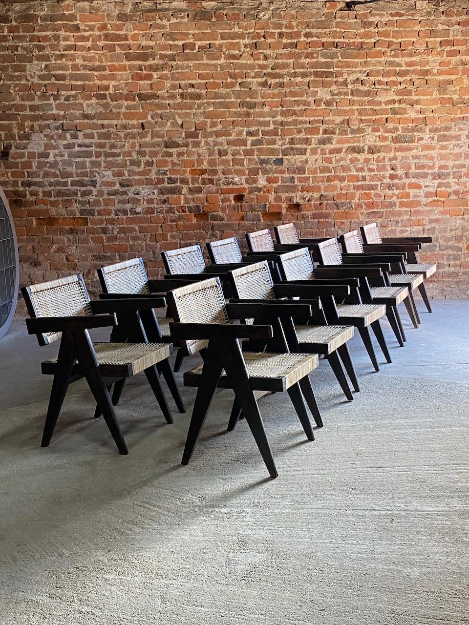 Pierre Jeanneret ‘Black’ Dining Chairs Set of 12 Certificate by Jacques Dworczak For Sale 5