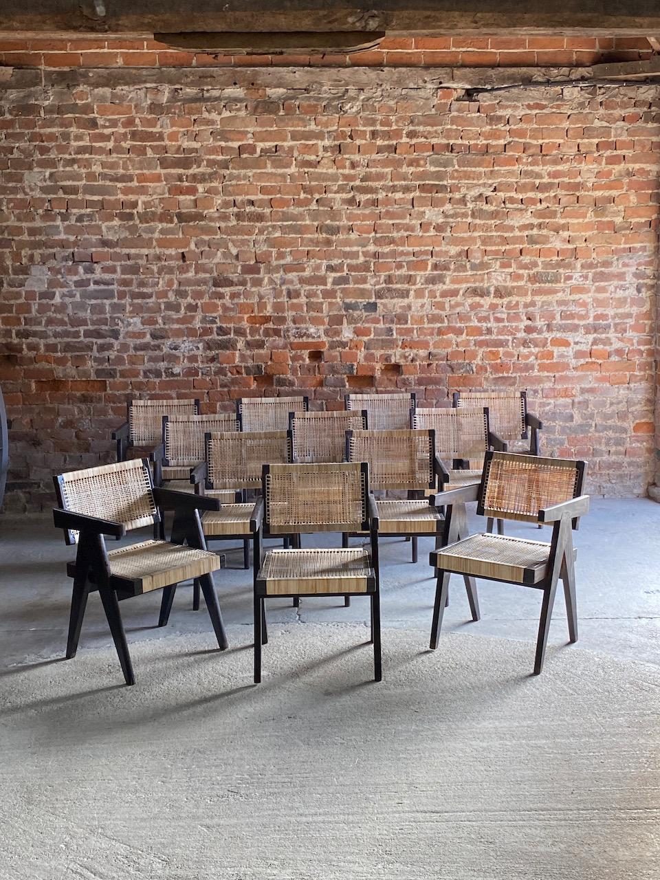 Pierre Jeanneret ‘Black’ Dining Chairs Set of 12 Certificate by Jacques Dworczak For Sale 8