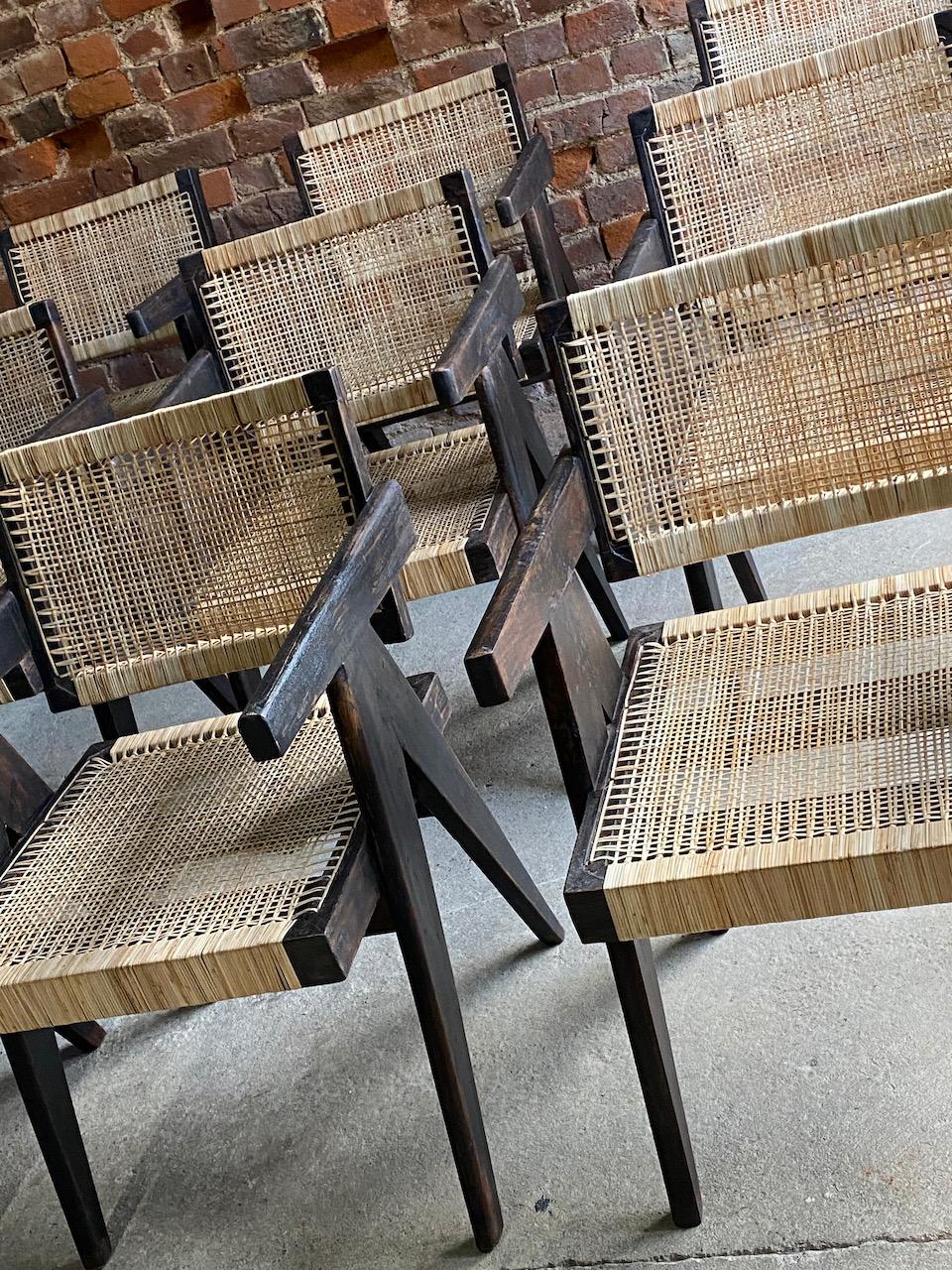 Cane Pierre Jeanneret ‘Black’ Dining Chairs Set of 12 Certificate by Jacques Dworczak For Sale