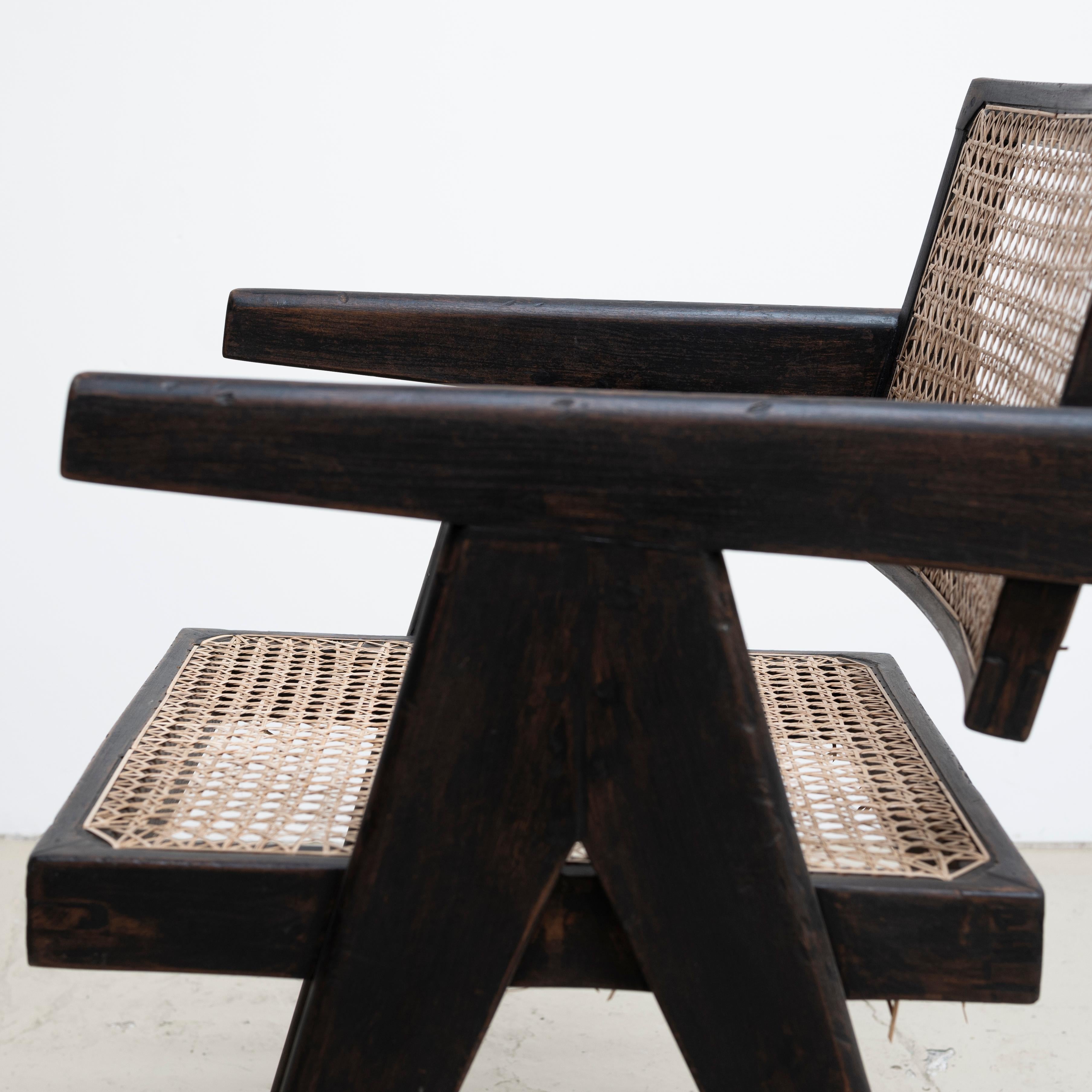 Pierre Jeanneret Black Floating Back Office Chair, Circa 1950s, Chandigarh 5