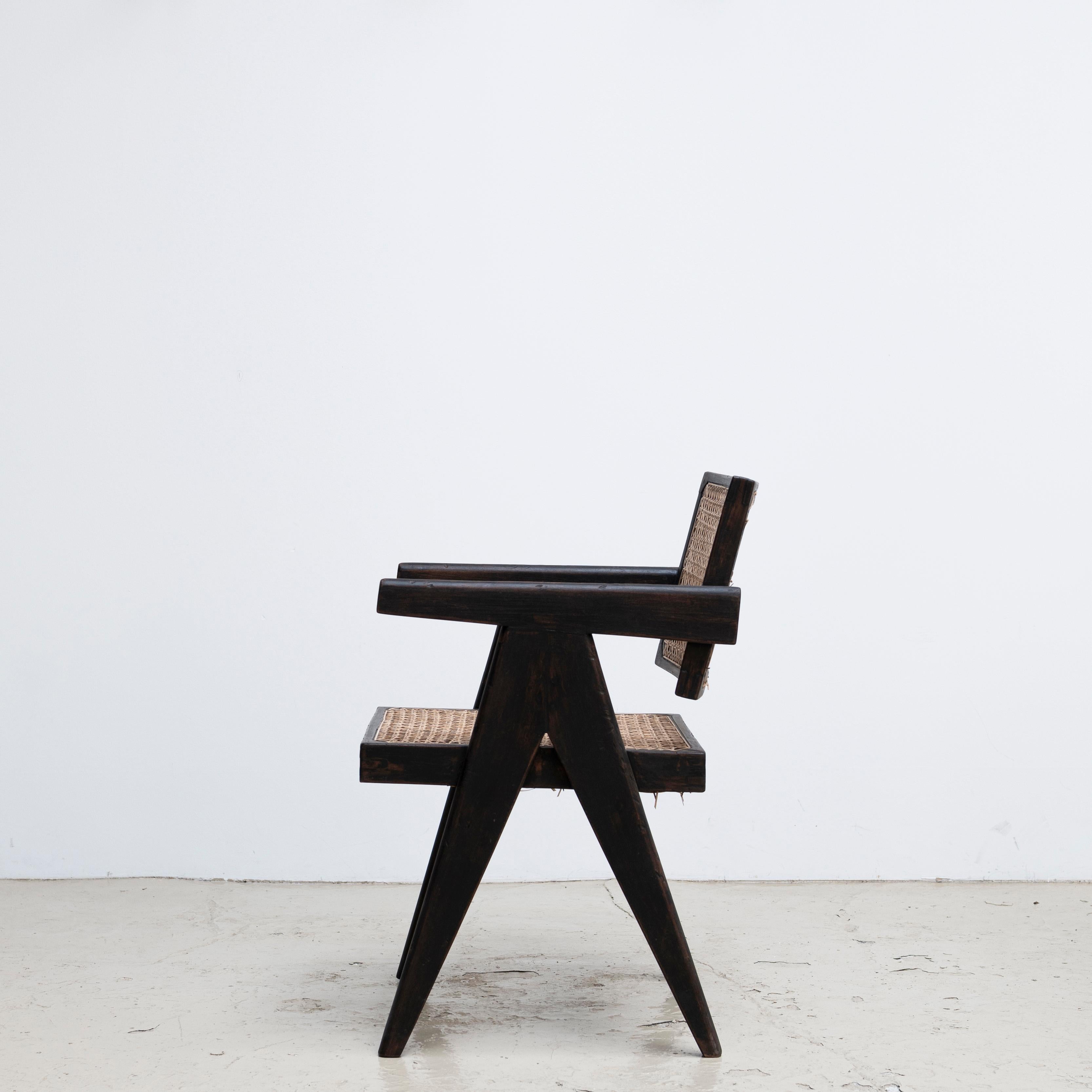 Indian Pierre Jeanneret Black Floating Back Office Chair, Circa 1950s, Chandigarh