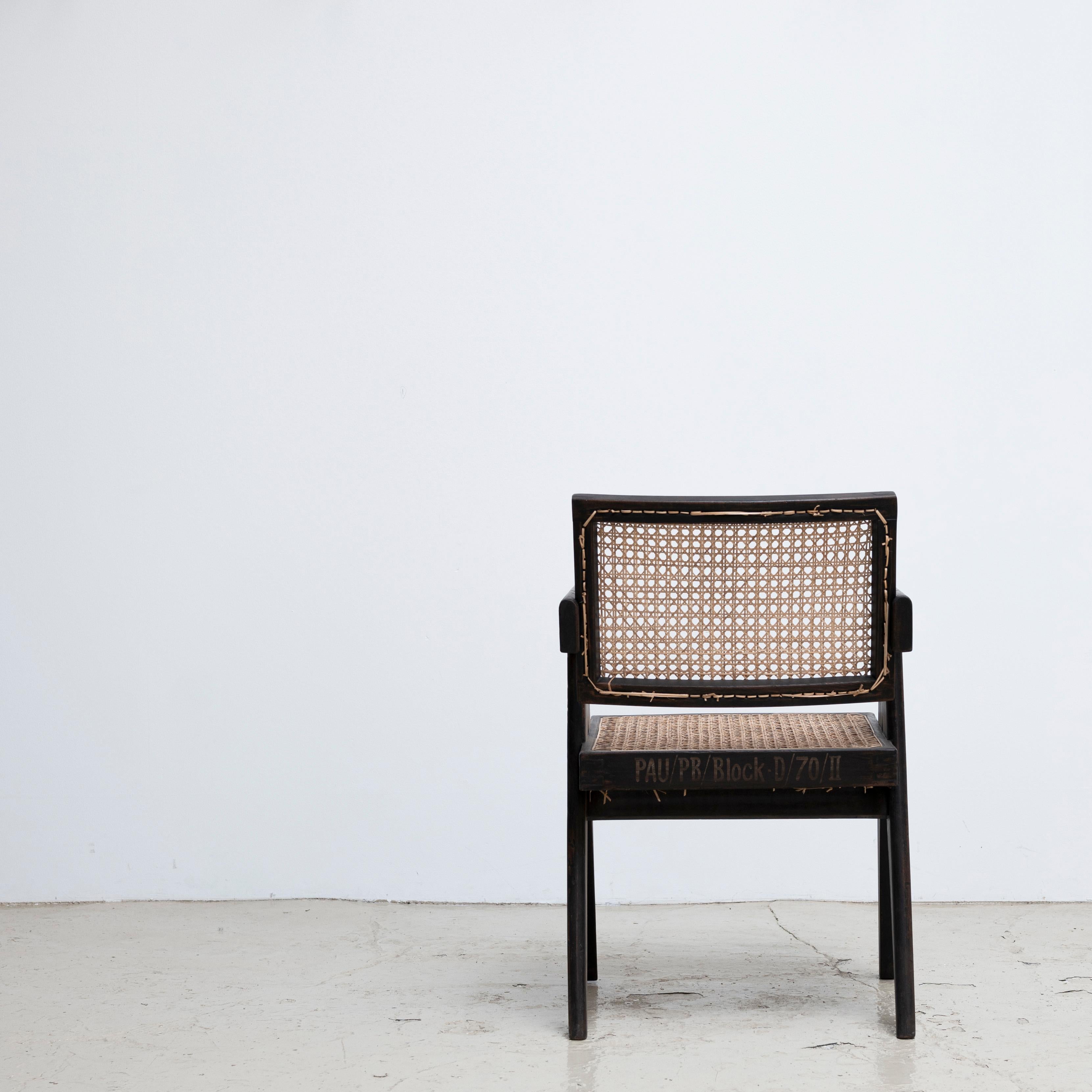 Mid-20th Century Pierre Jeanneret Black Floating Back Office Chair, Circa 1950s, Chandigarh