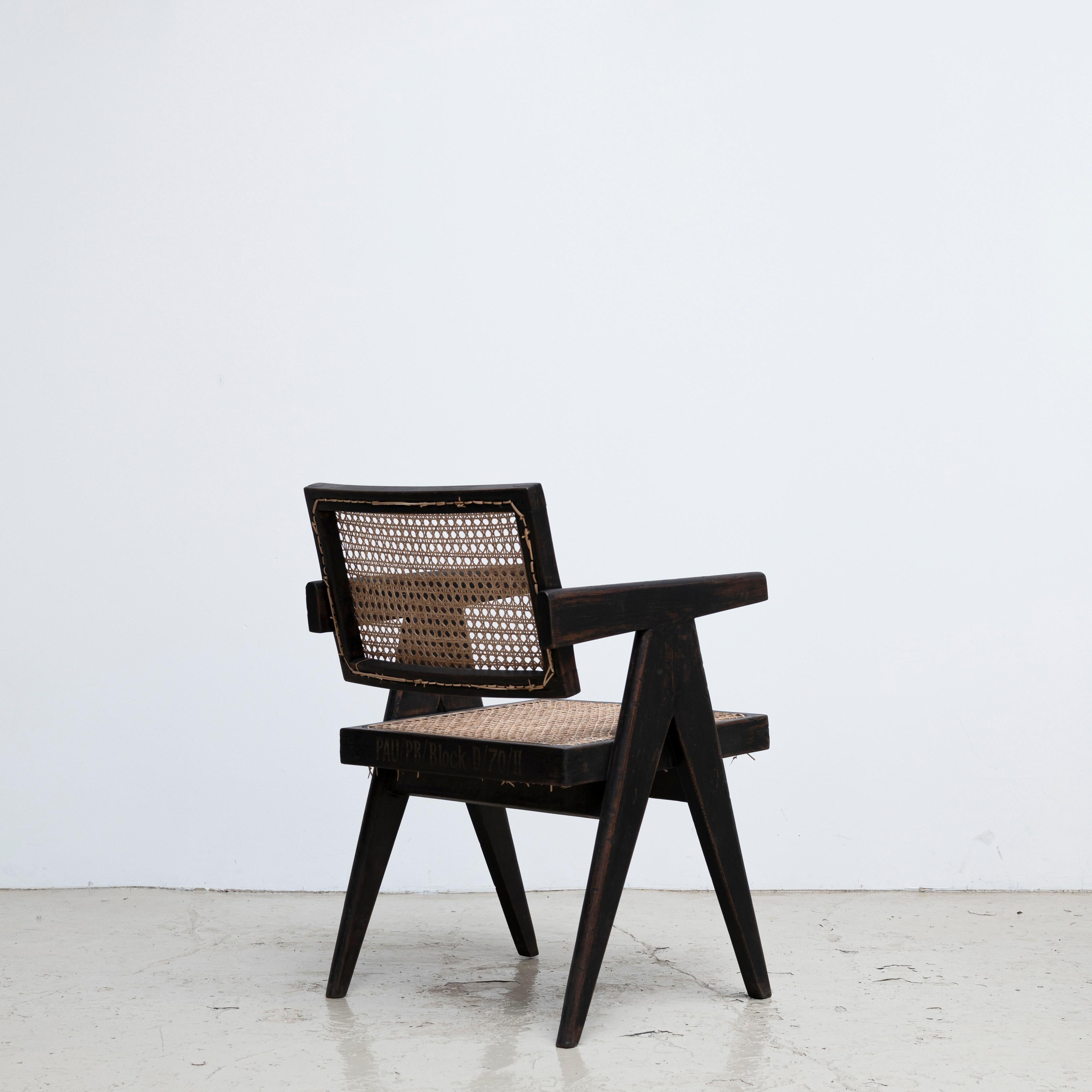 Pierre Jeanneret Black Floating Back Office Chair, Circa 1950s, Chandigarh 1