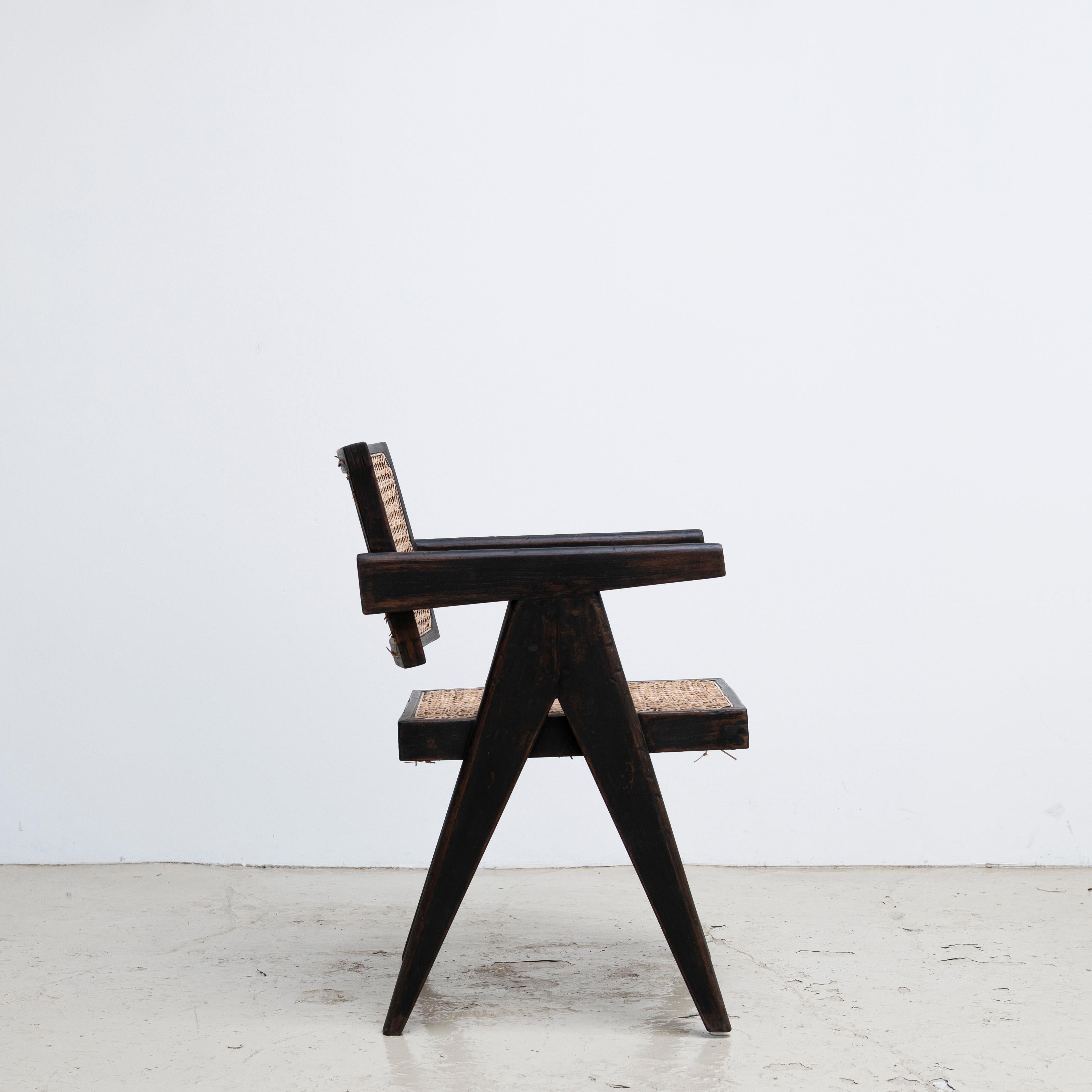 Pierre Jeanneret Black Floating Back Office Chair, Circa 1950s, Chandigarh 2