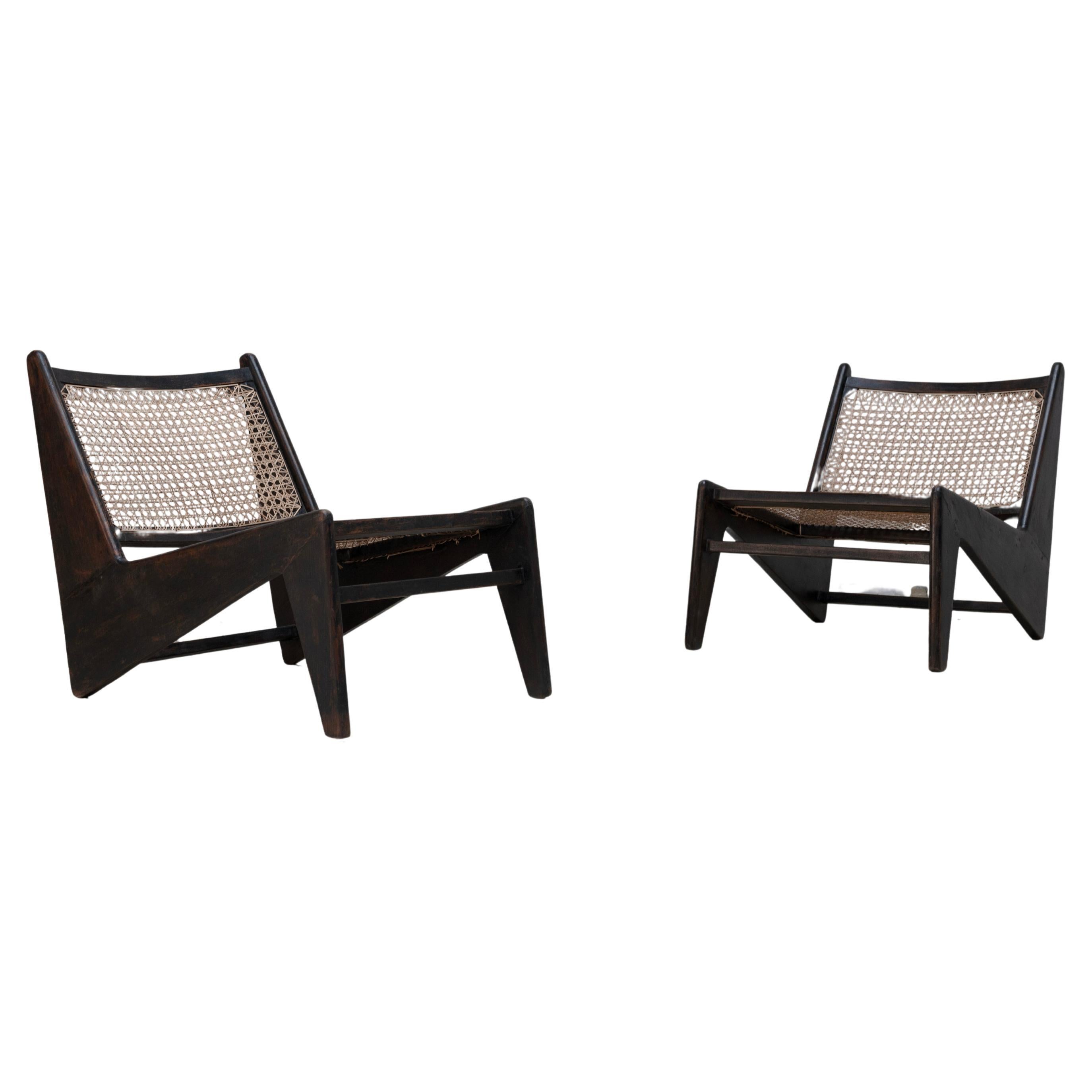 Pierre Jeanneret , Black Kangaroo Chair for Chandigarh, Teak , 1950s For Sale