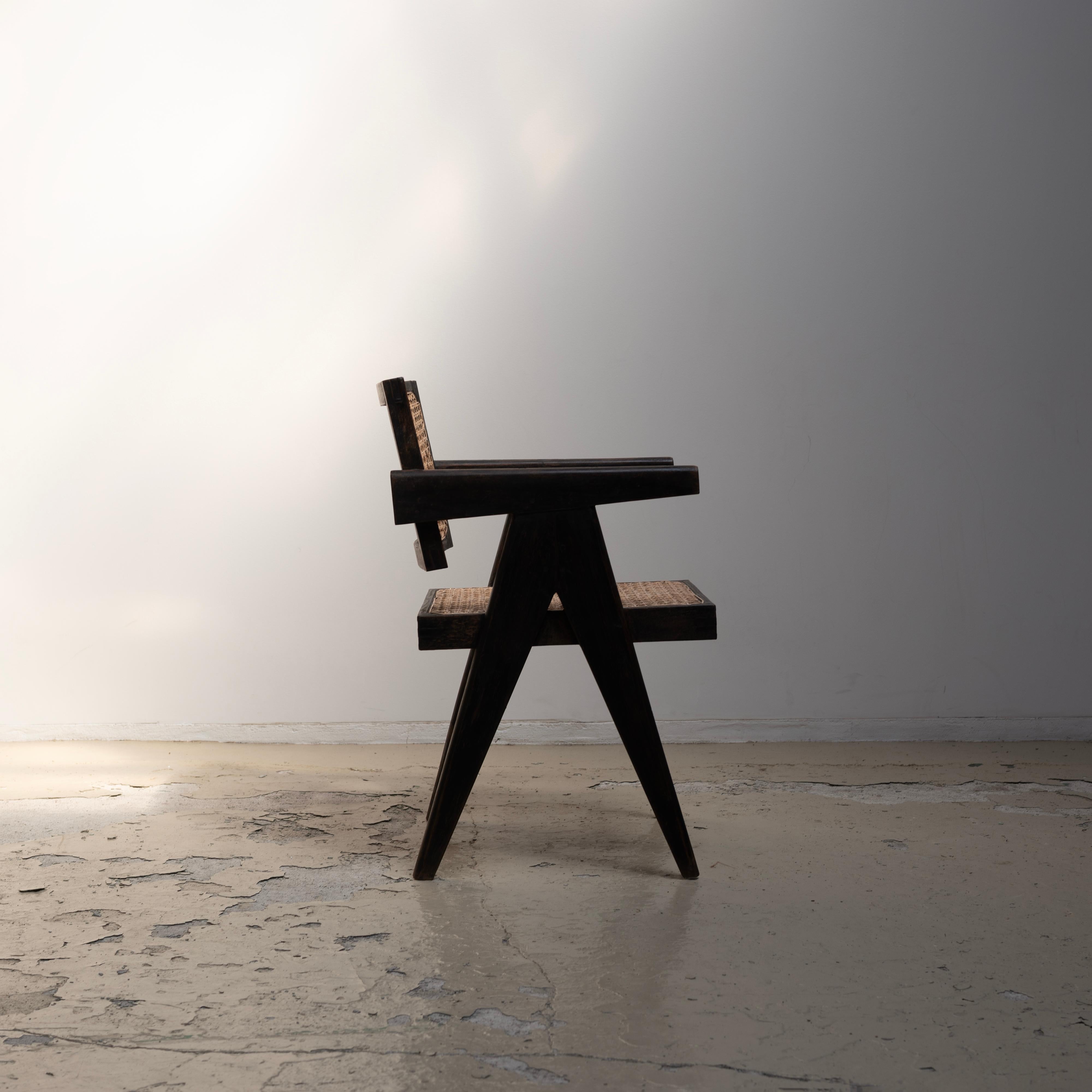 Mid-20th Century Pierre Jeanneret , Black Office Chair for Chandigarh, Teak , 1950s For Sale