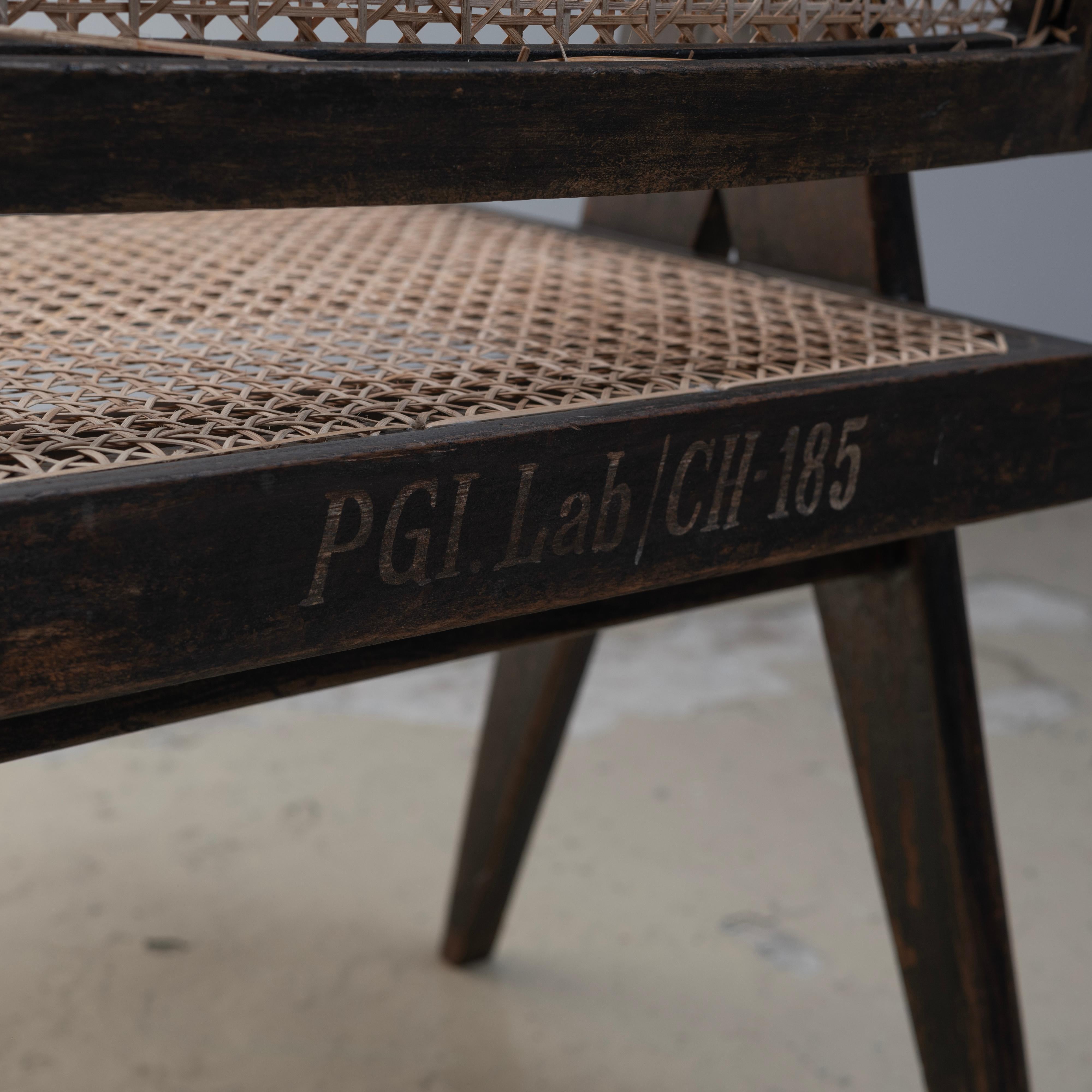 Pierre Jeanneret , Black Office Chair for Chandigarh, Teak , 1950s For Sale 1