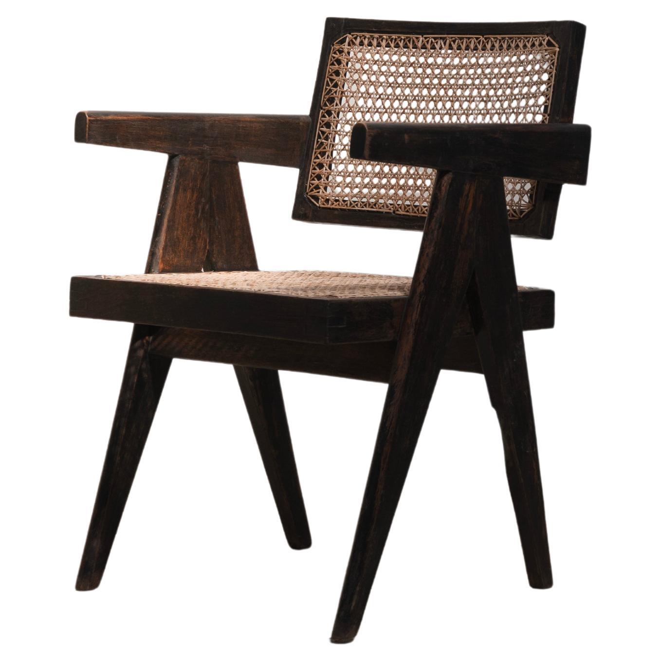 Pierre Jeanneret , Black Office Chair for Chandigarh, Teak , 1950s For Sale