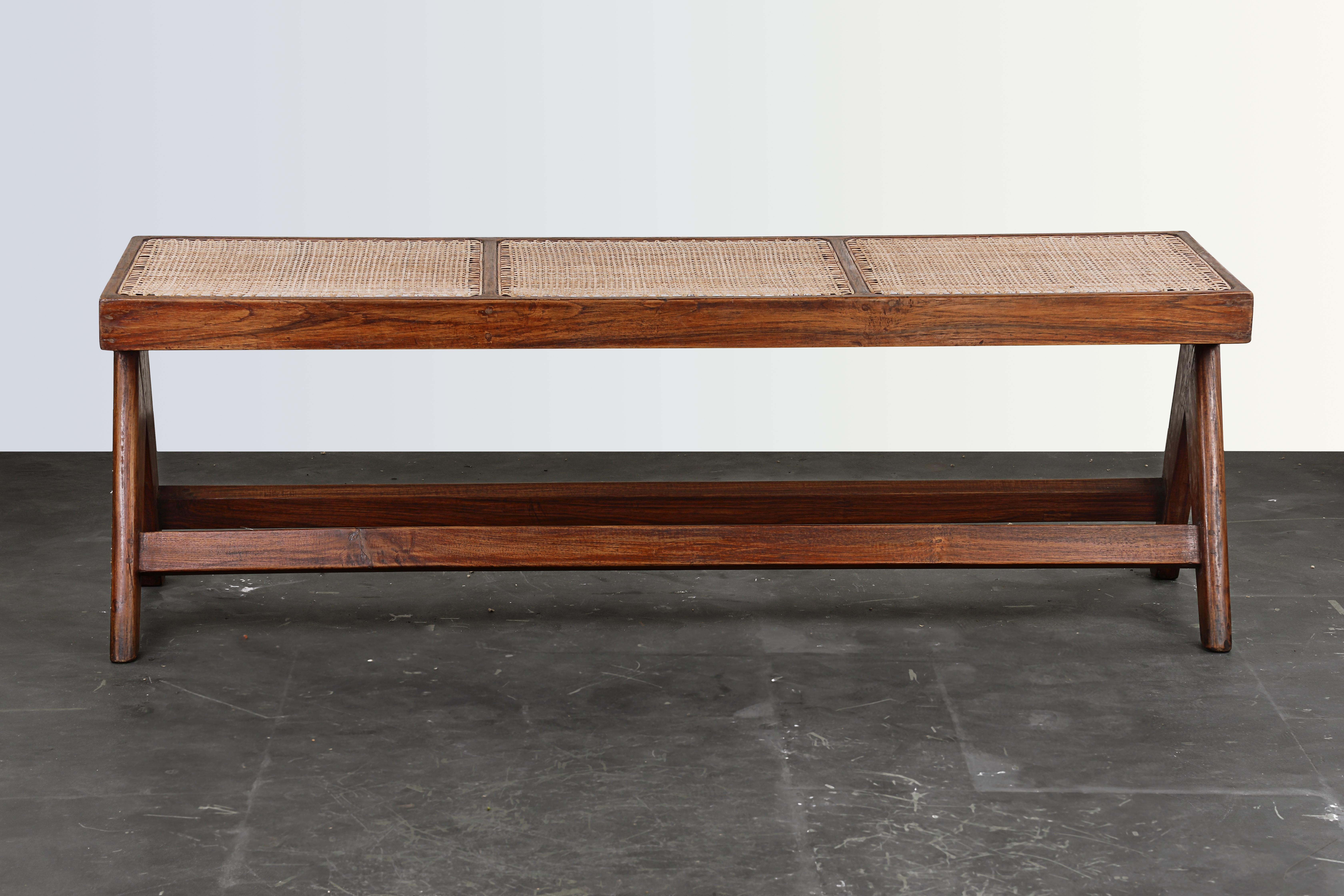 Pierre Jeanneret Cane Bench / Authentic Mid-Century Modern Chandigarh PJ-SI-33-D In Good Condition In Zürich, CH