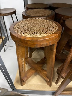 Pierre Jeanneret Cane Stools, Set of 4