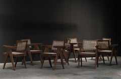 Pierre Jeanneret Caned Armchairs, Set of 8