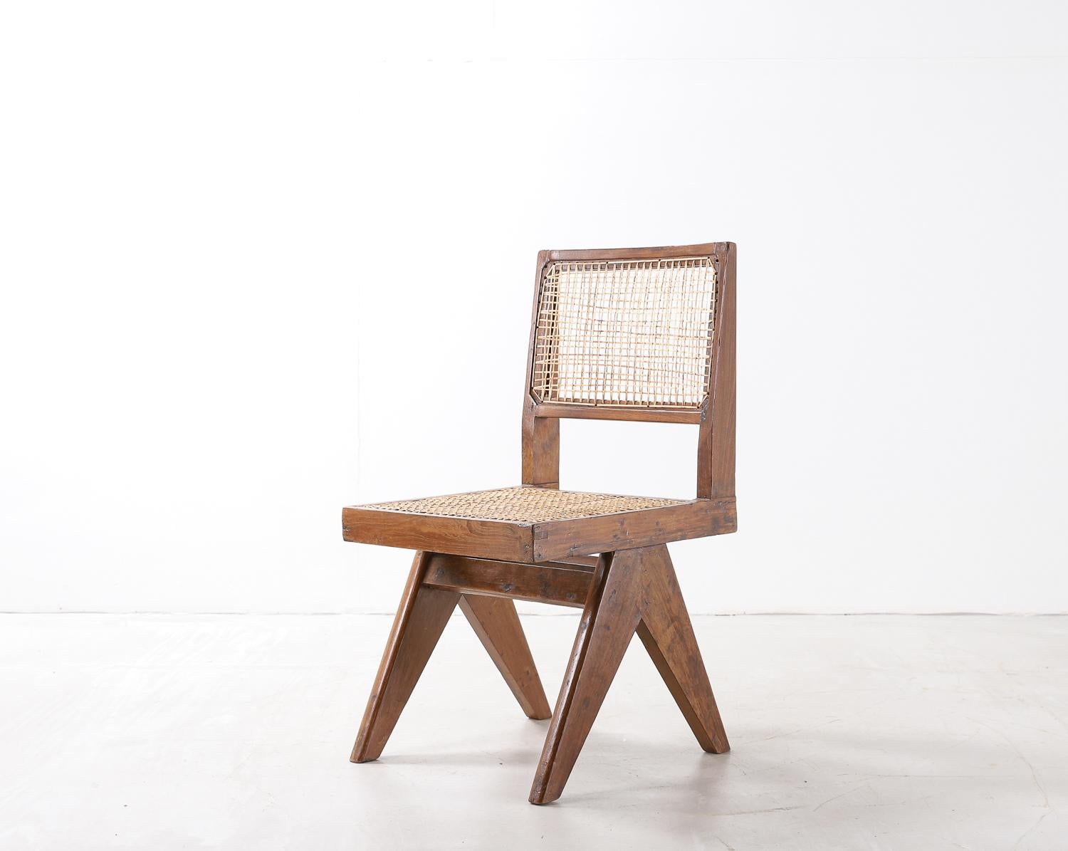 Pierre Jeanneret chair, circa 1958-1959. Teak and rattan. Intended for: University of Punjab, Chandigarh, India.