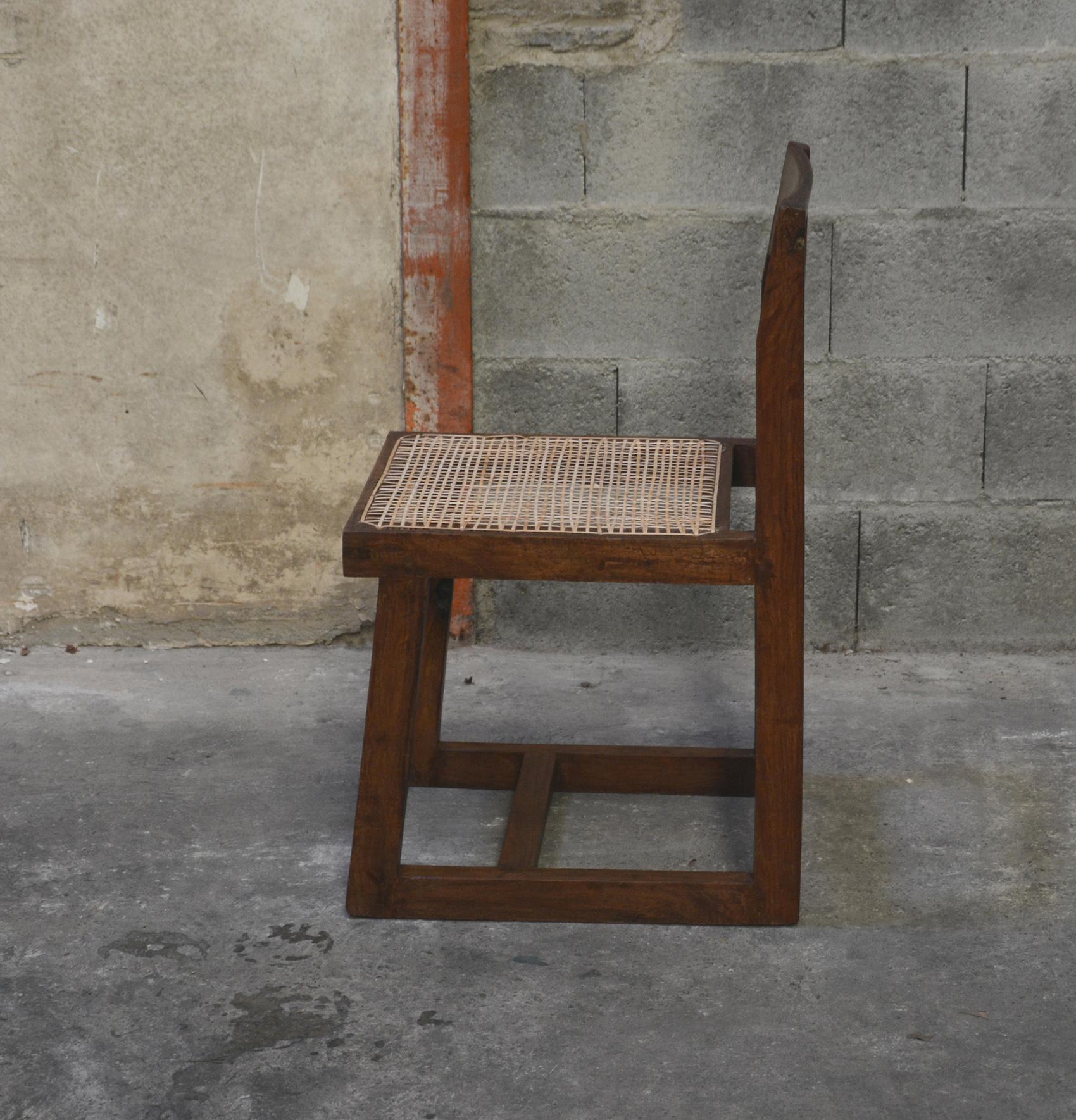 Pierre Jeanneret Chair for P.U. University Library In Fair Condition For Sale In BREST, FR