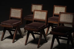 Sedie Pierre Jeanneret con cuscino, set da 6