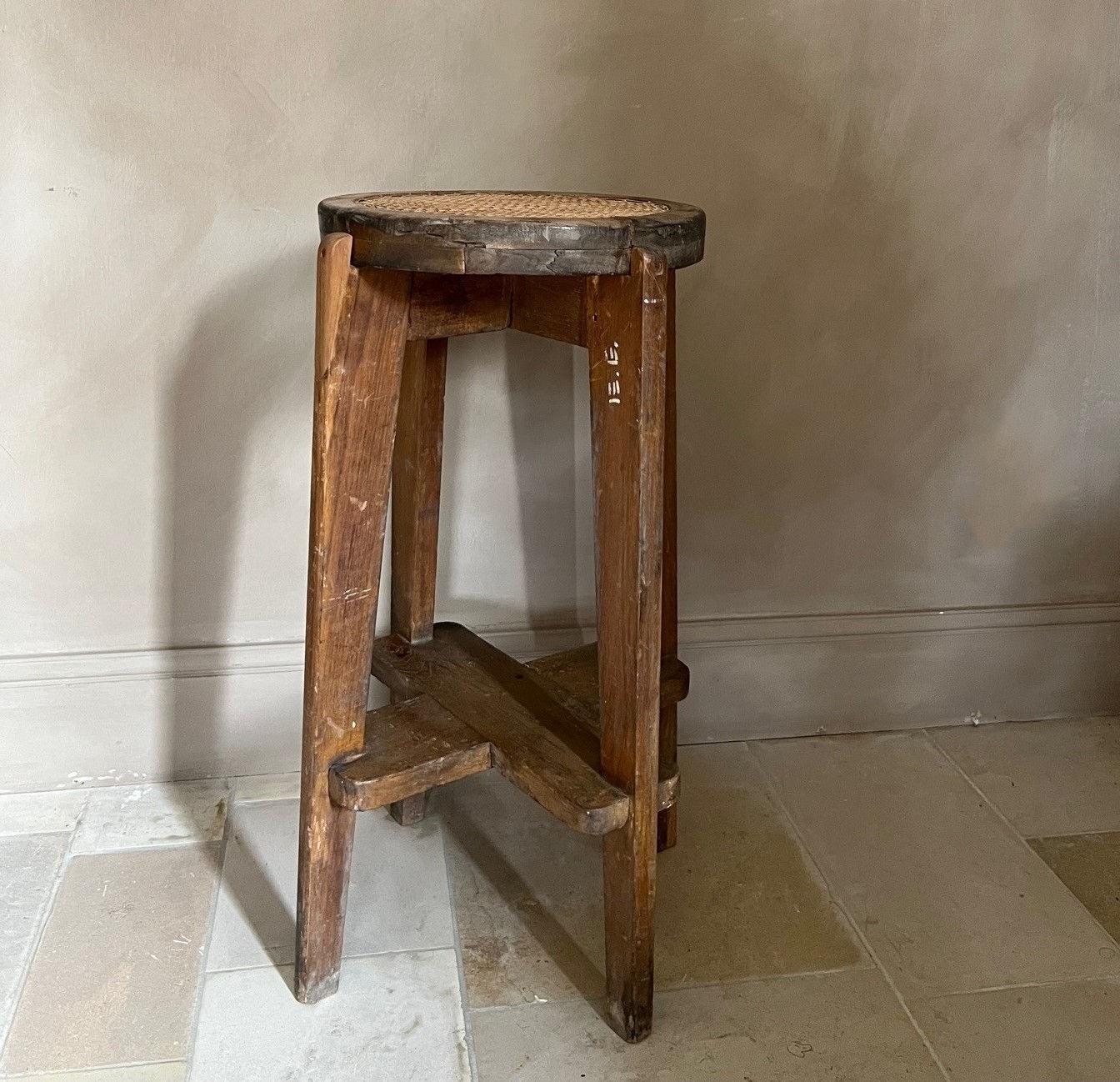 Pierre Jeanneret Chandigarh high stool with canework PJ-011001 For Sale 6