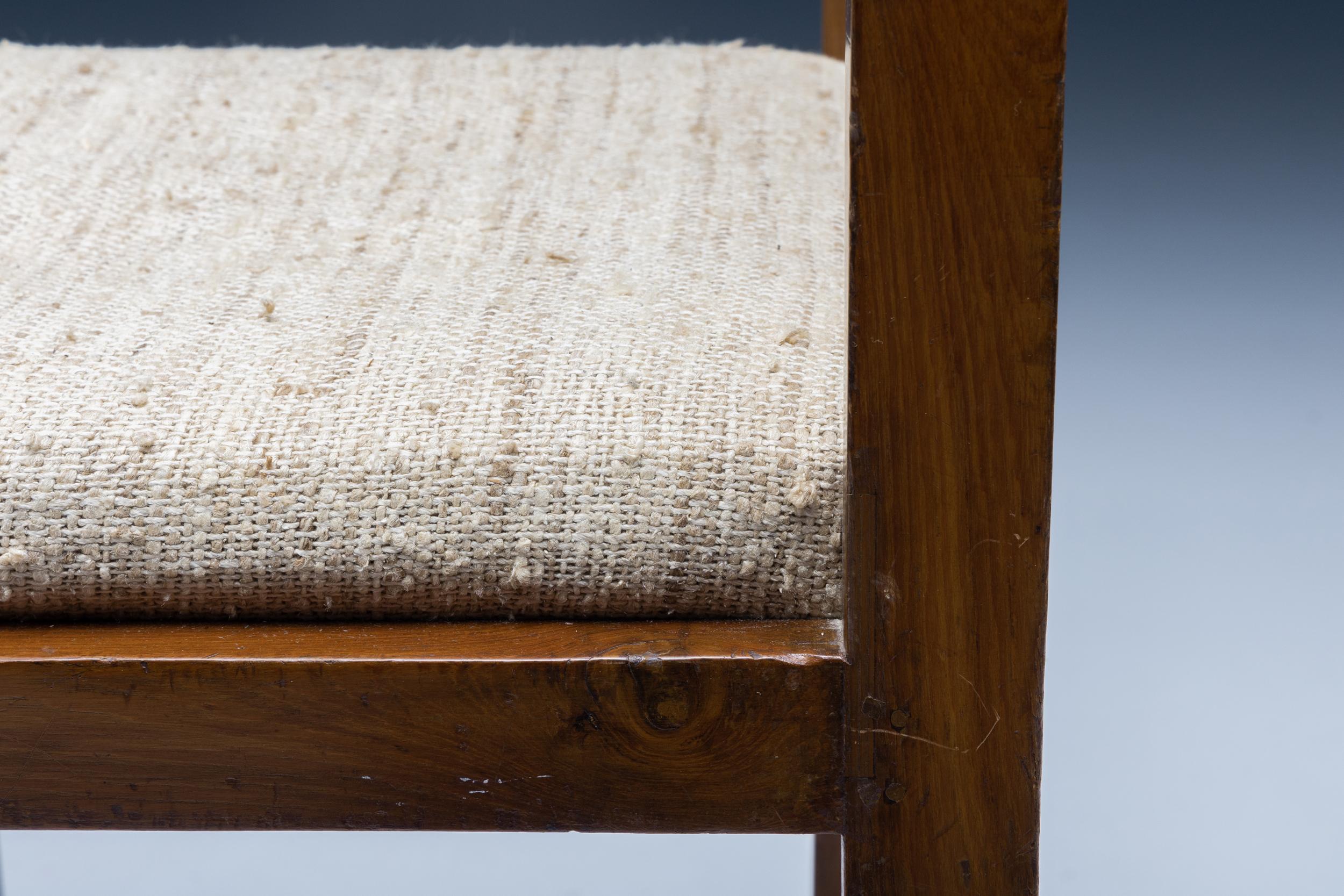 Pierre Jeanneret Chandigarh Prototype Stool, Woven Linen Seating, India, 1960's For Sale 2