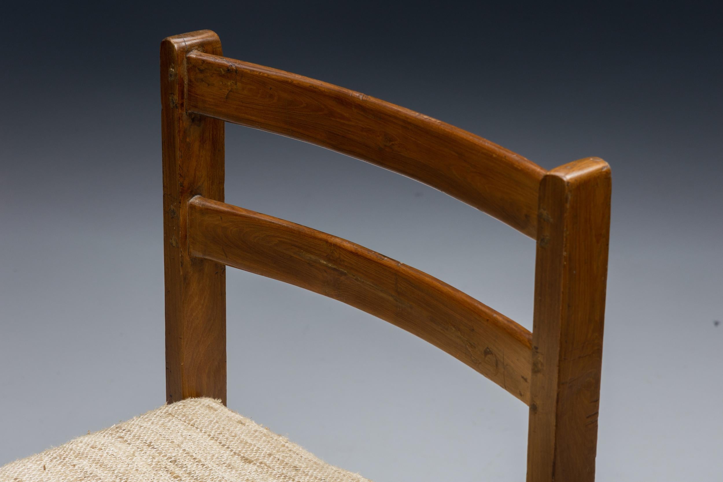 Pierre Jeanneret Chandigarh Prototyp Hocker, Sitzmöbel aus geflochtenem Leinen, Indien, 1960er Jahre im Angebot 4