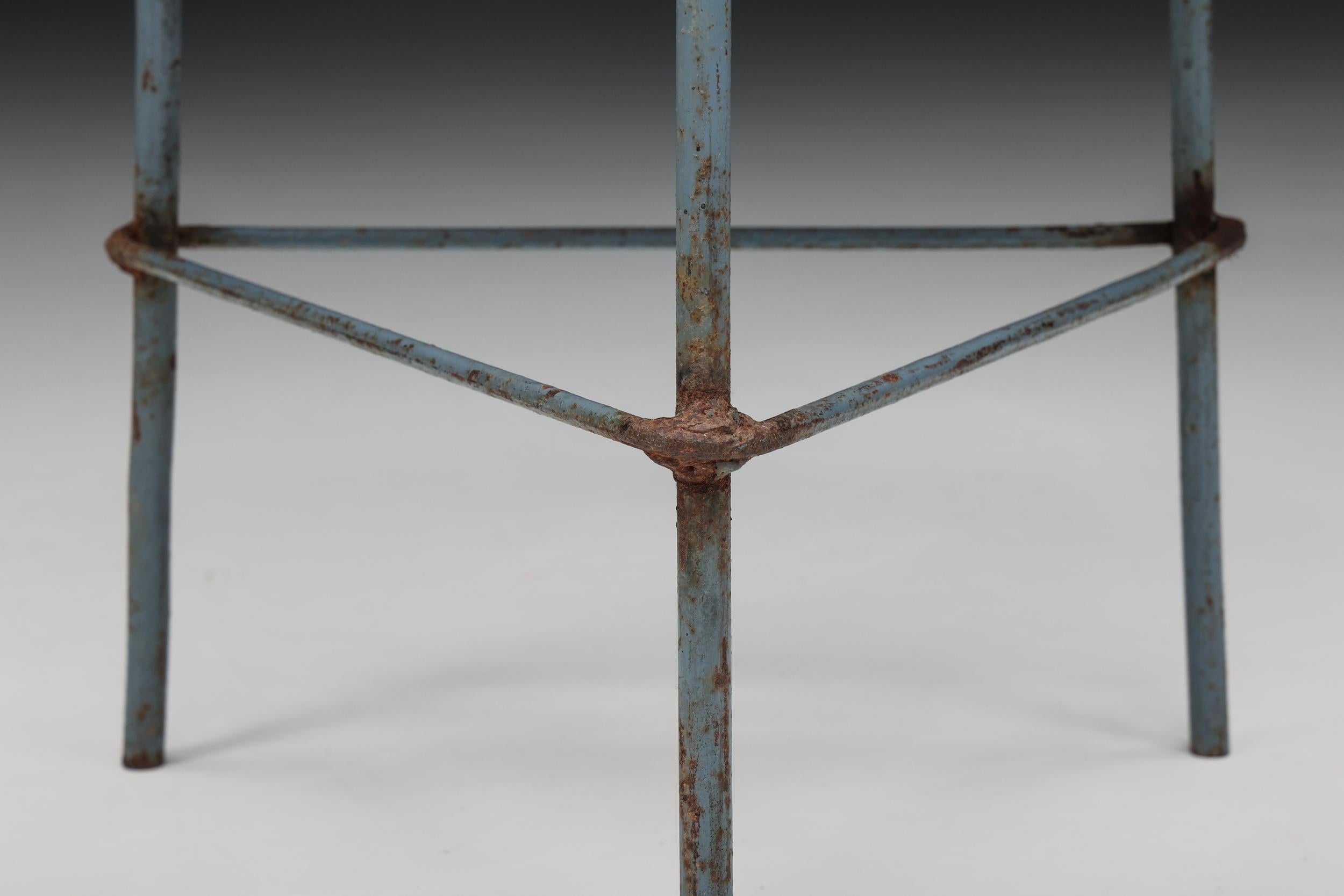 Pierre Jeanneret Chandigarh Stools, Metal & Wood, India, Patina, 1960's 4