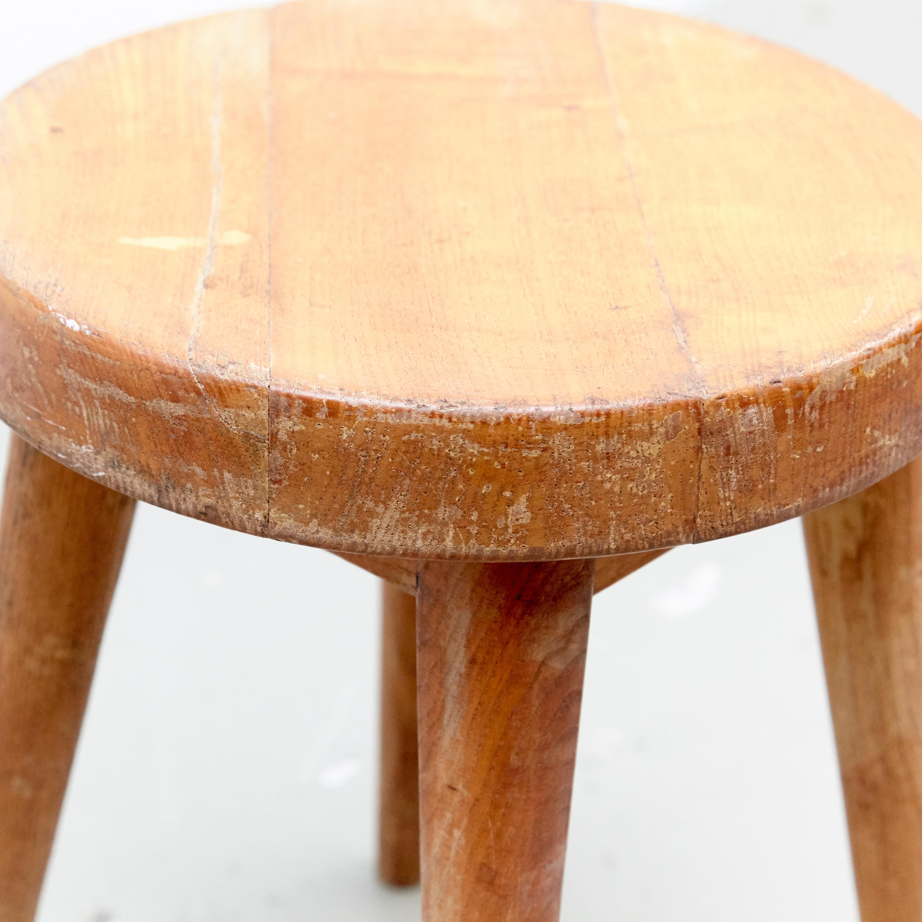 Mid-20th Century Pierre Jeanneret & Charlotte Perriand Mid-Century Modern Wood Rare Stool