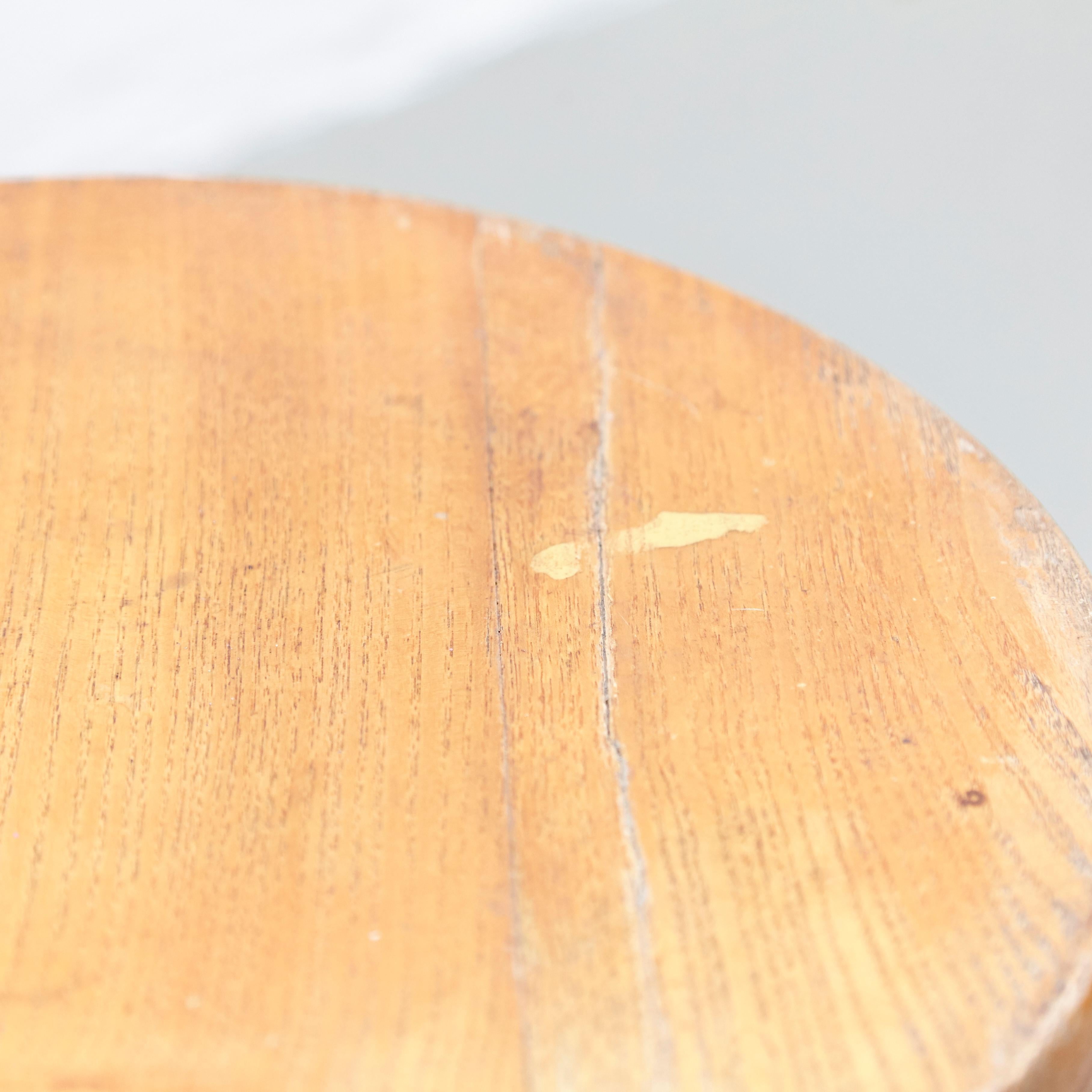 Pierre Jeanneret & Charlotte Perriand Mid-Century Modern Wood Rare Stool 1
