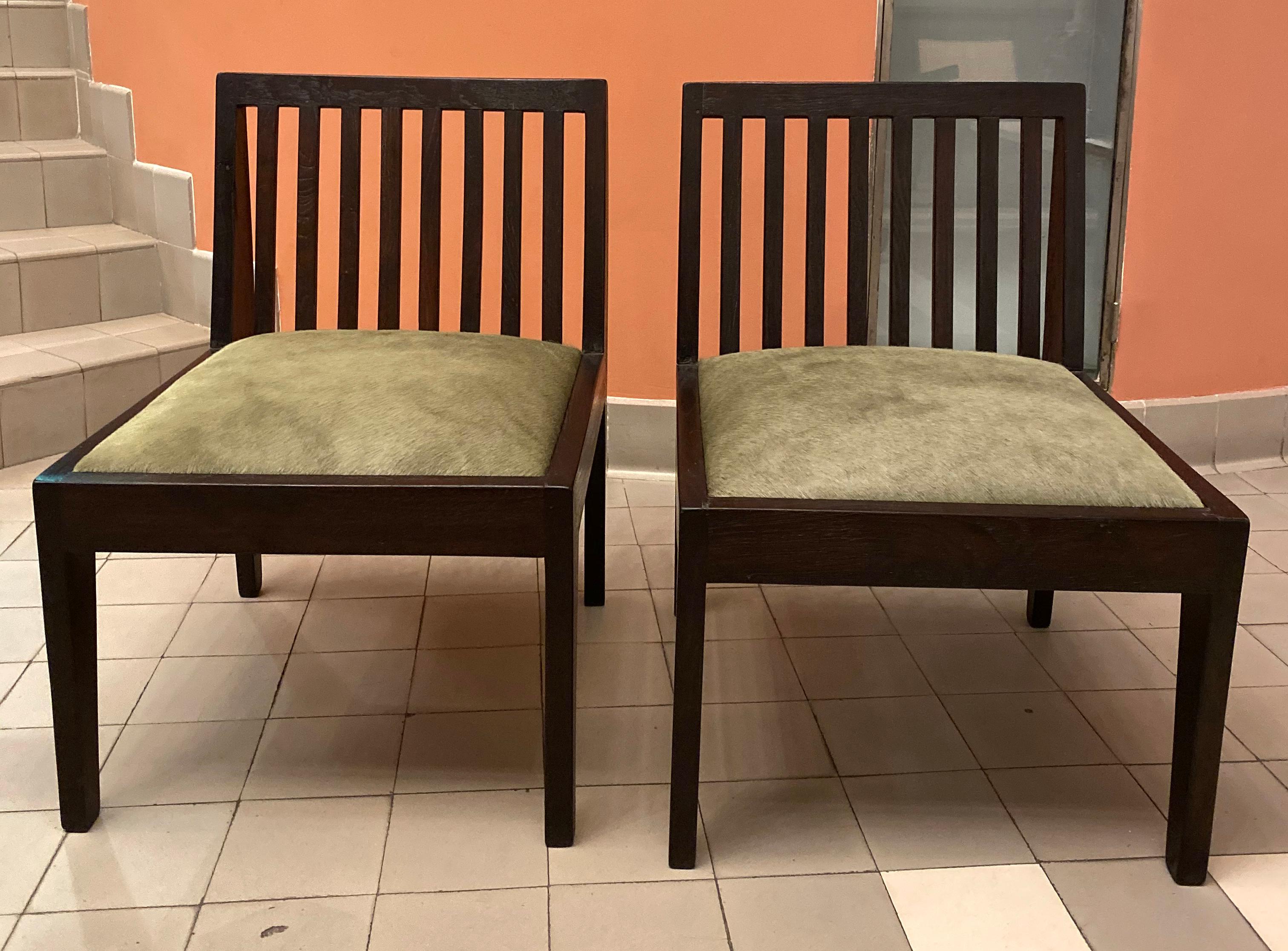 Indian Pierre Jeanneret, Chauffeuses, Pair For Sale