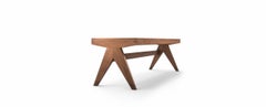 Pierre Jeanneret Civil Bench, Wood and Woven Viennese Cane by Cassina