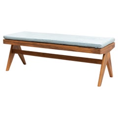 Pierre Jeanneret Civil Bench, Wood and Woven Viennese Cane by Cassina