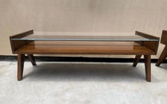 Pierre Jeanneret Couchtisch, Glasplatte.