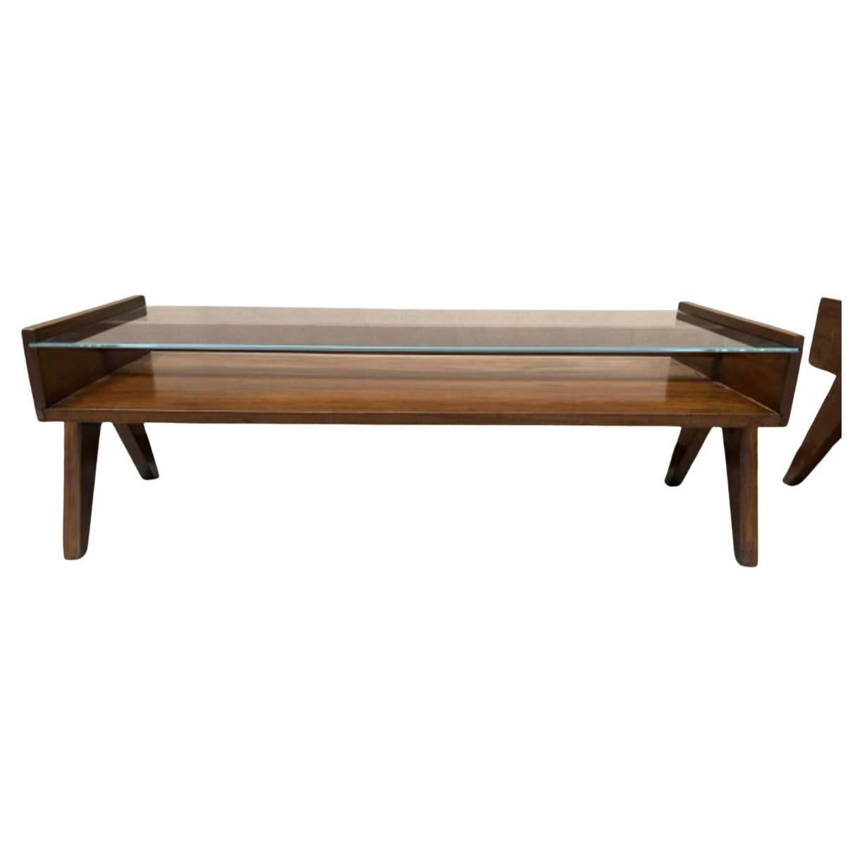 Pierre Jeanneret Coffee Table, Glass Top.