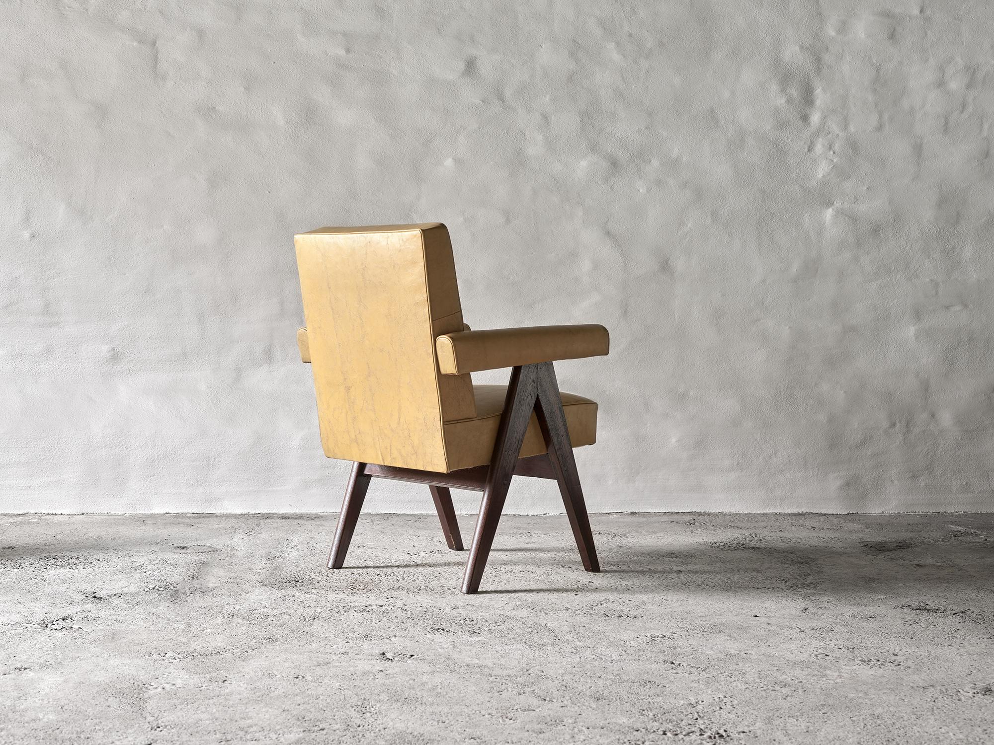 Originally designed in the 1950s for the civic buildings of Chandigarh, India’s first planned city, the Committee Chair by Pierre Jeanneret is a modernist icon that balances architectural rigor with utilitarian elegance.

This particular piece