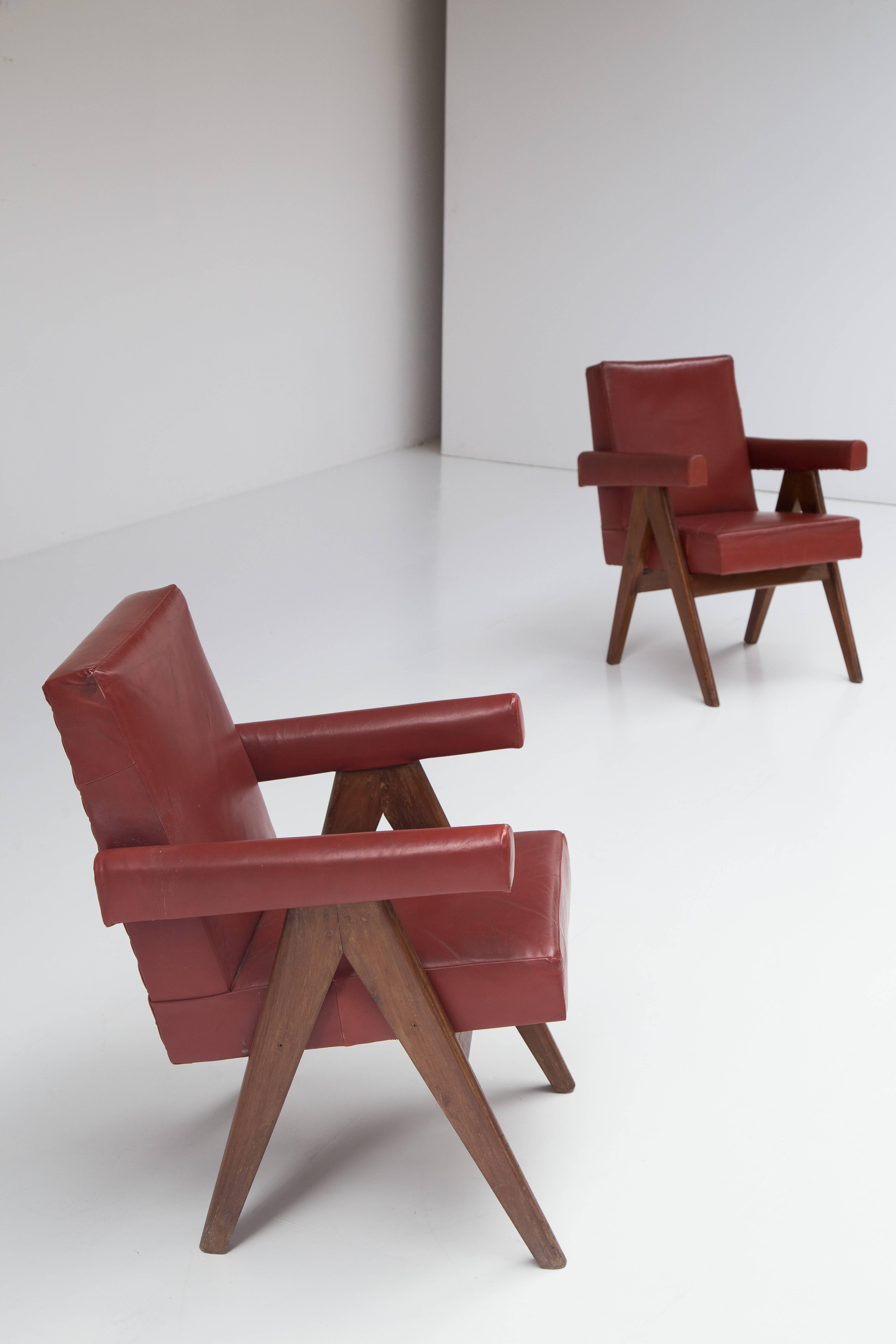 Leather Pierre Jeanneret 'Committee' Lounge Chairs