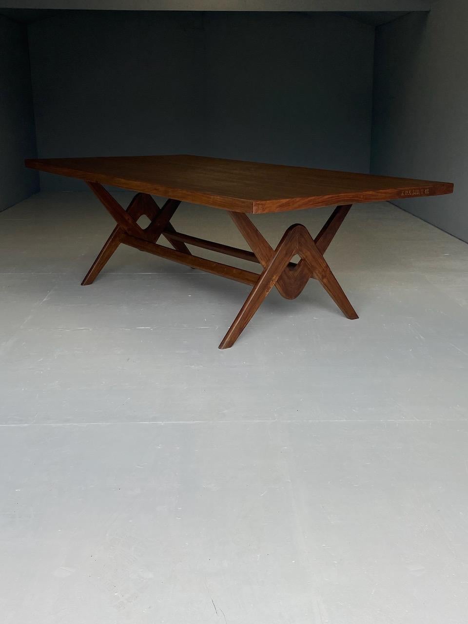 Mid-Century Modern Pierre Jeanneret Committee Table in Teak Chandigarh India Circa 1963-64