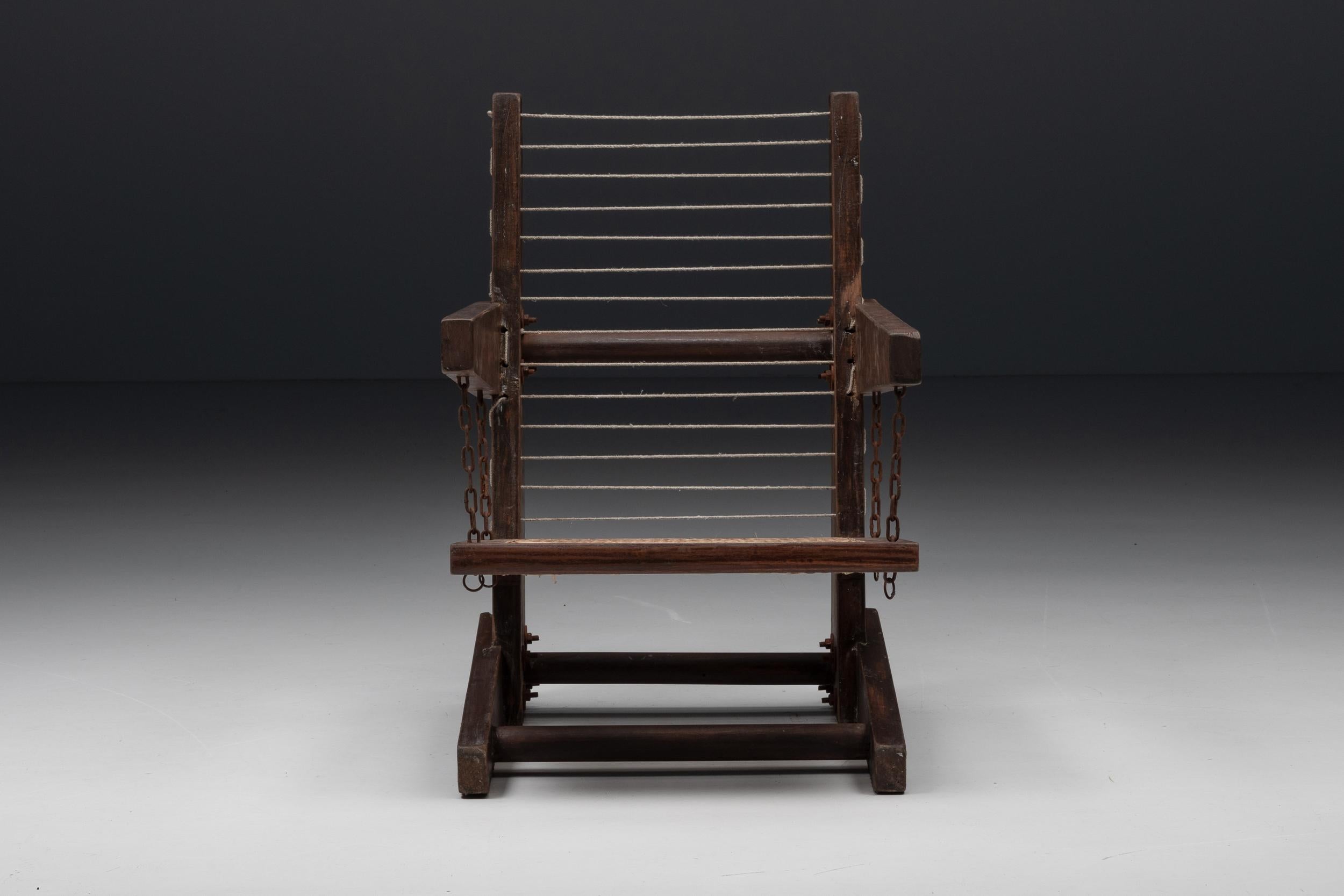 Pierre Jeanneret Demountable PJ-010615 Hanging Armchair, Chandigarh, 1953

Rare and Important Pierre Jeanneret Model PJ-010615 Armchairs also known as ‘Demountable Knock Down Chair’ made in Chandigarh, India in circa 1953-54. These extremely rare