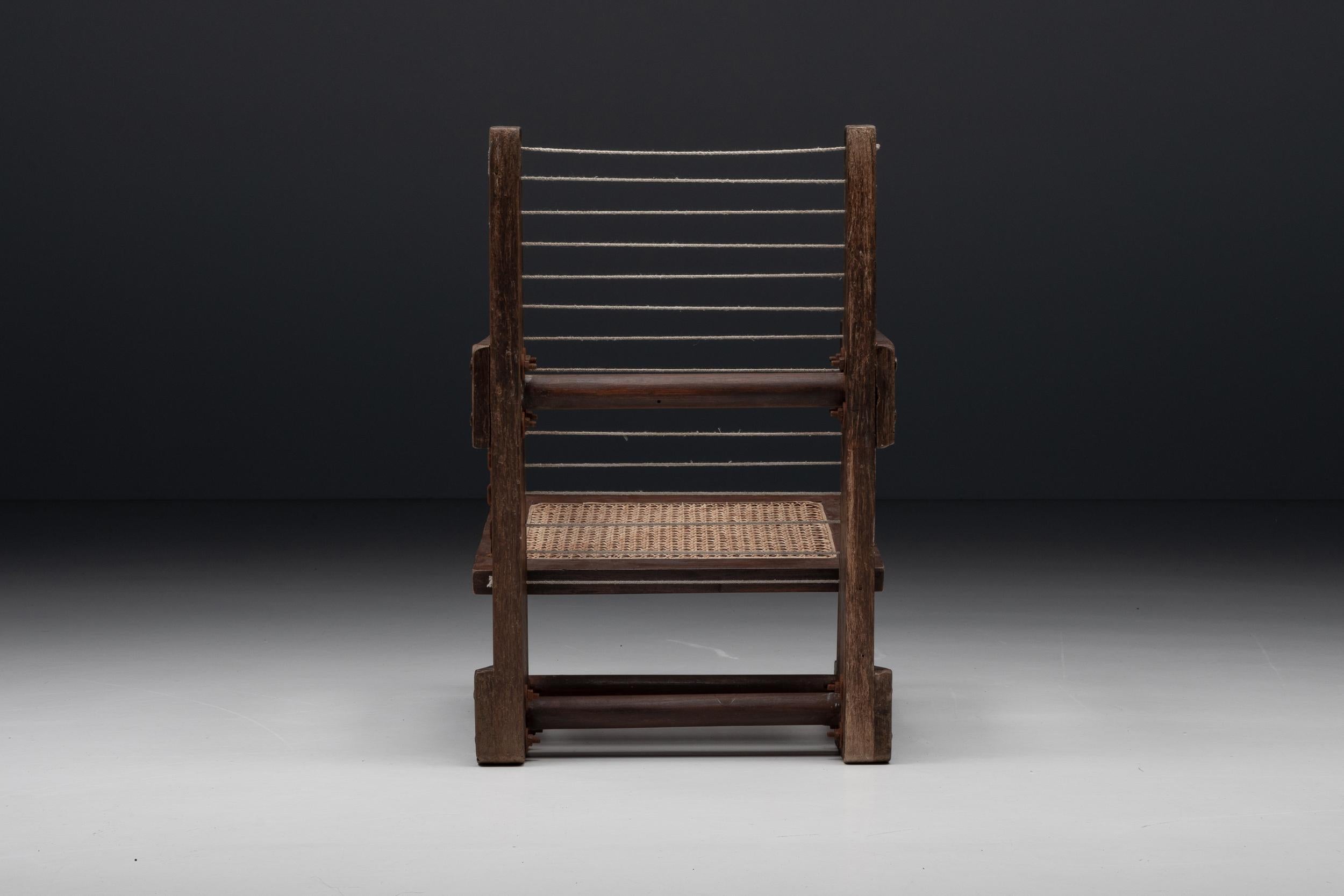 Mid-Century Modern Pierre Jeanneret Demountable PJ-010615 Hanging Armchair, Chandigarh, 1953