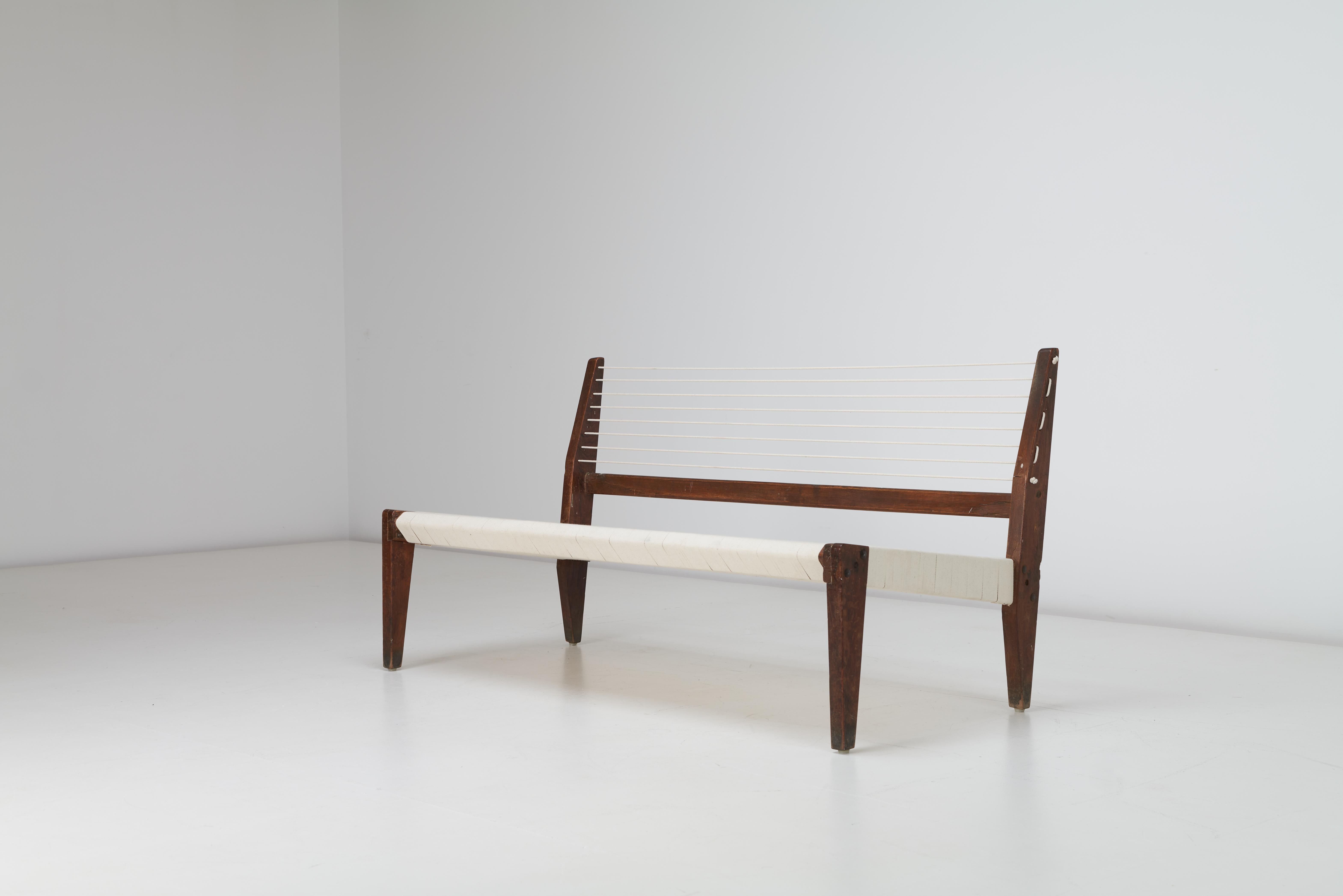 Set di sedie e divani in corda smontabile di Pierre Jeanneret, 1953, Chandigarh India In condizioni buone in vendita a Uxbridge, GB