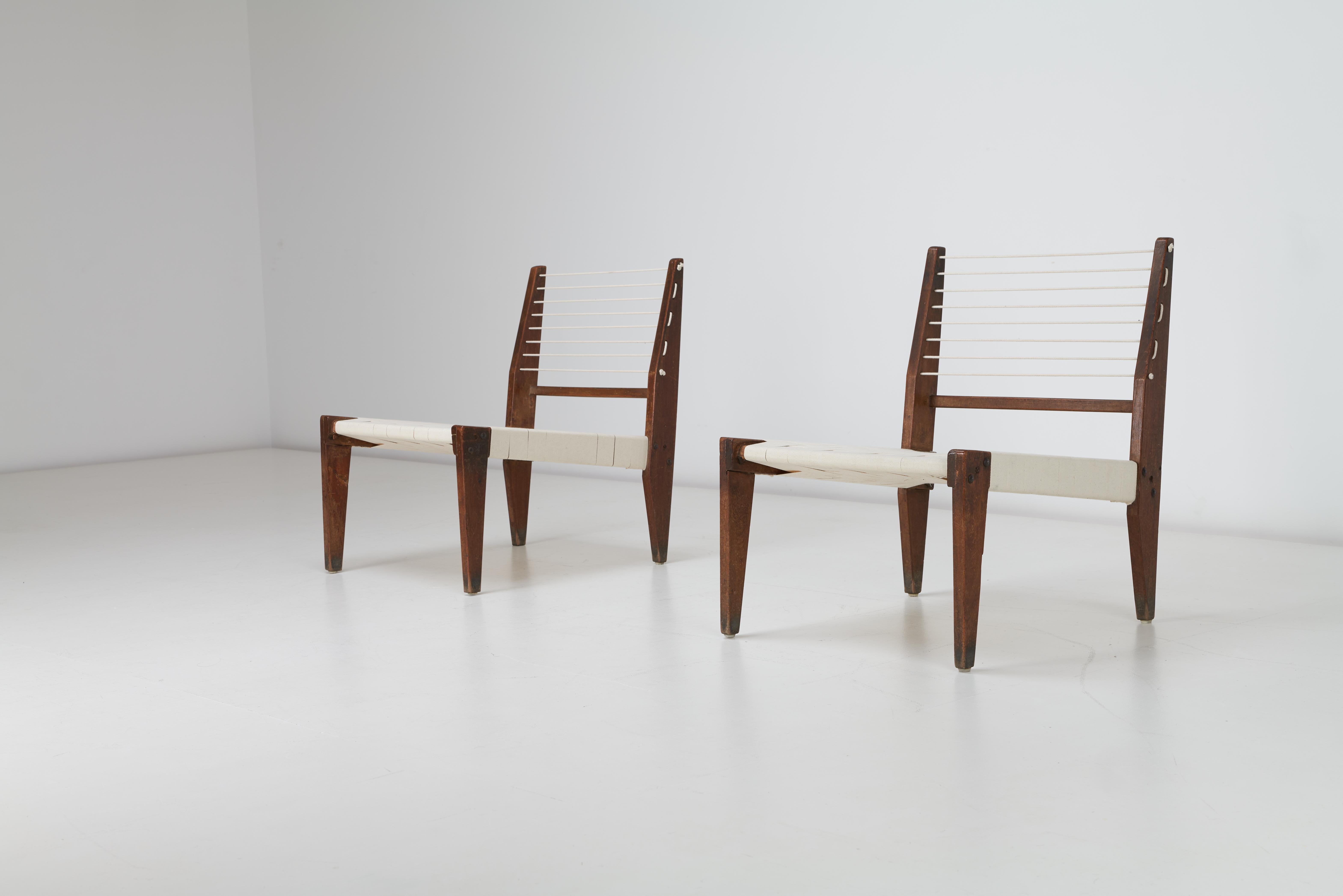 XX secolo Set di sedie e divani in corda smontabile di Pierre Jeanneret, 1953, Chandigarh India in vendita