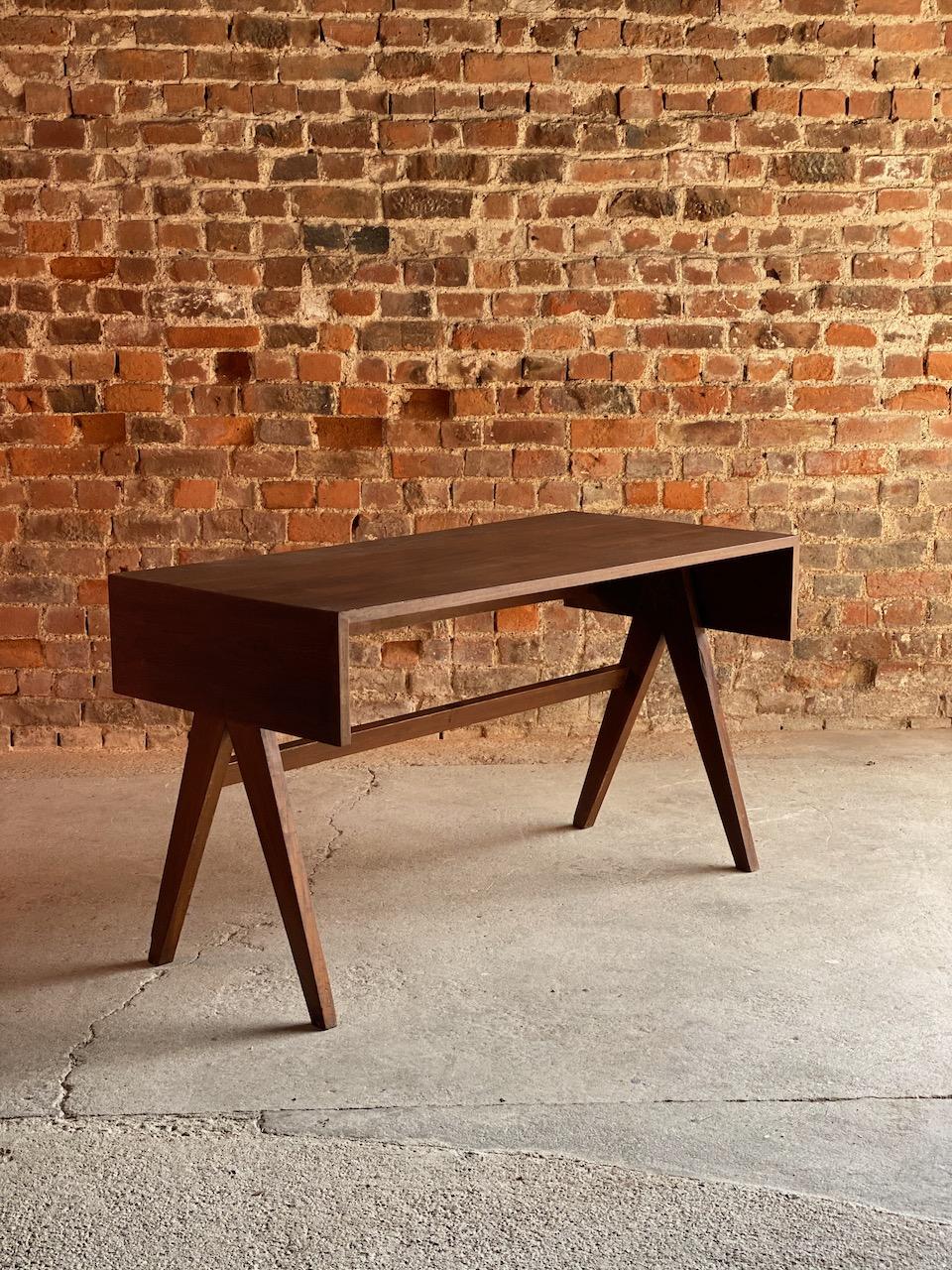 Mid-20th Century Pierre Jeanneret Desk and Chair, College of Architecture, Chandigarh, circa 1955