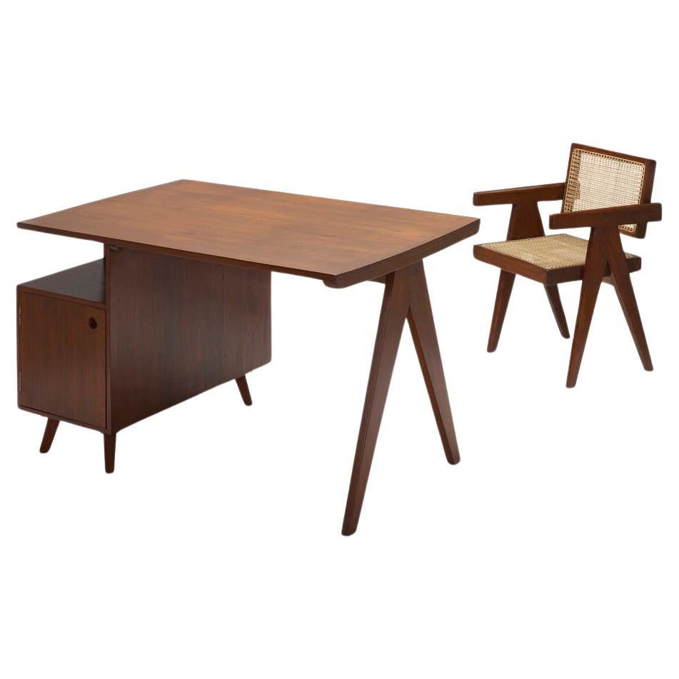 Indian Pierre Jeanneret Desk and Office Chair from Chandigarh For Sale