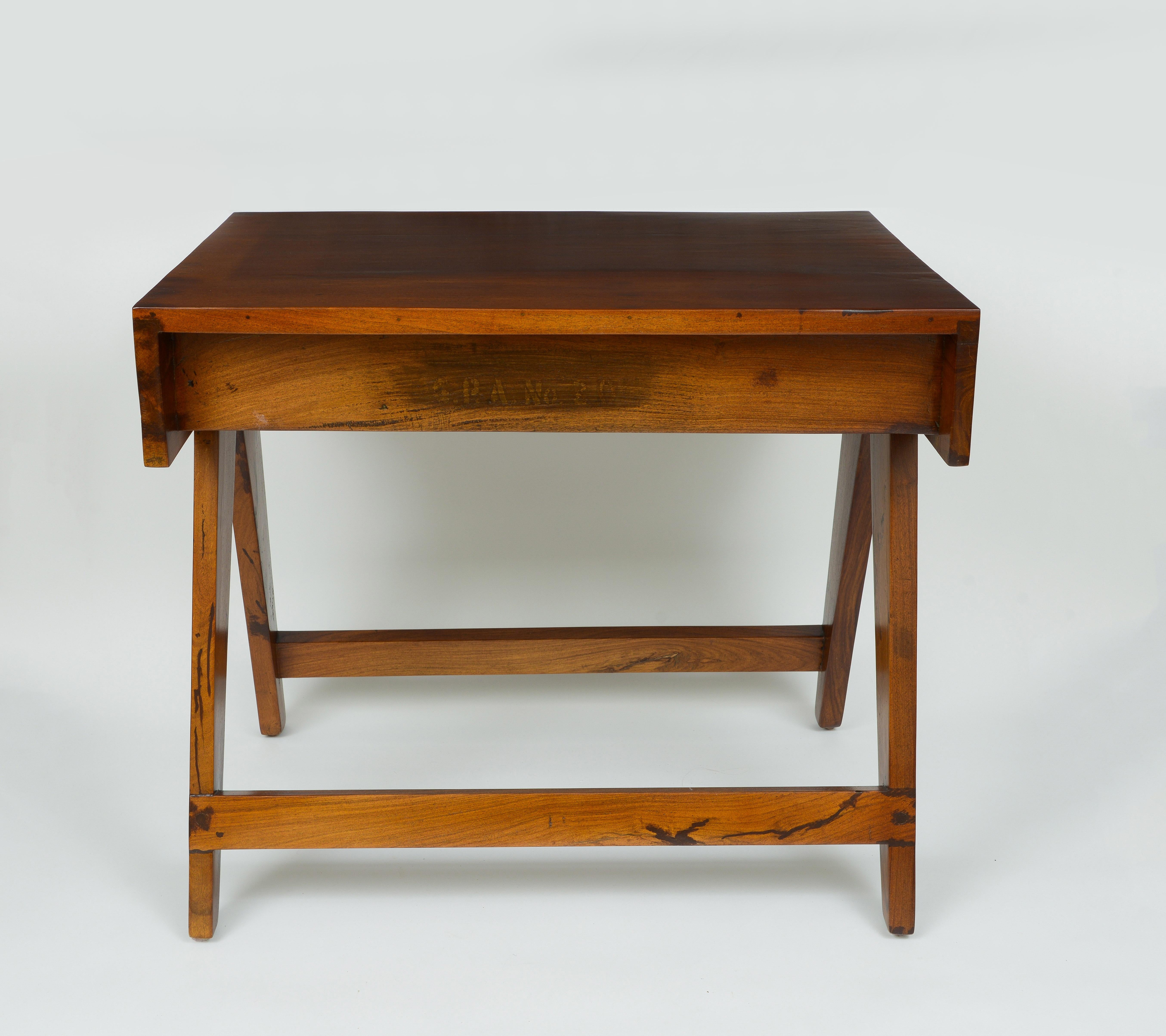 Modern Pierre Jeanneret Desk and Stool from the city of Chandigarh, India 1950 - 1959 For Sale